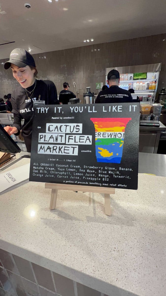 Cactus Plant Flea Market & Erewhon's rainbow-colored CPFM Smoothie collab