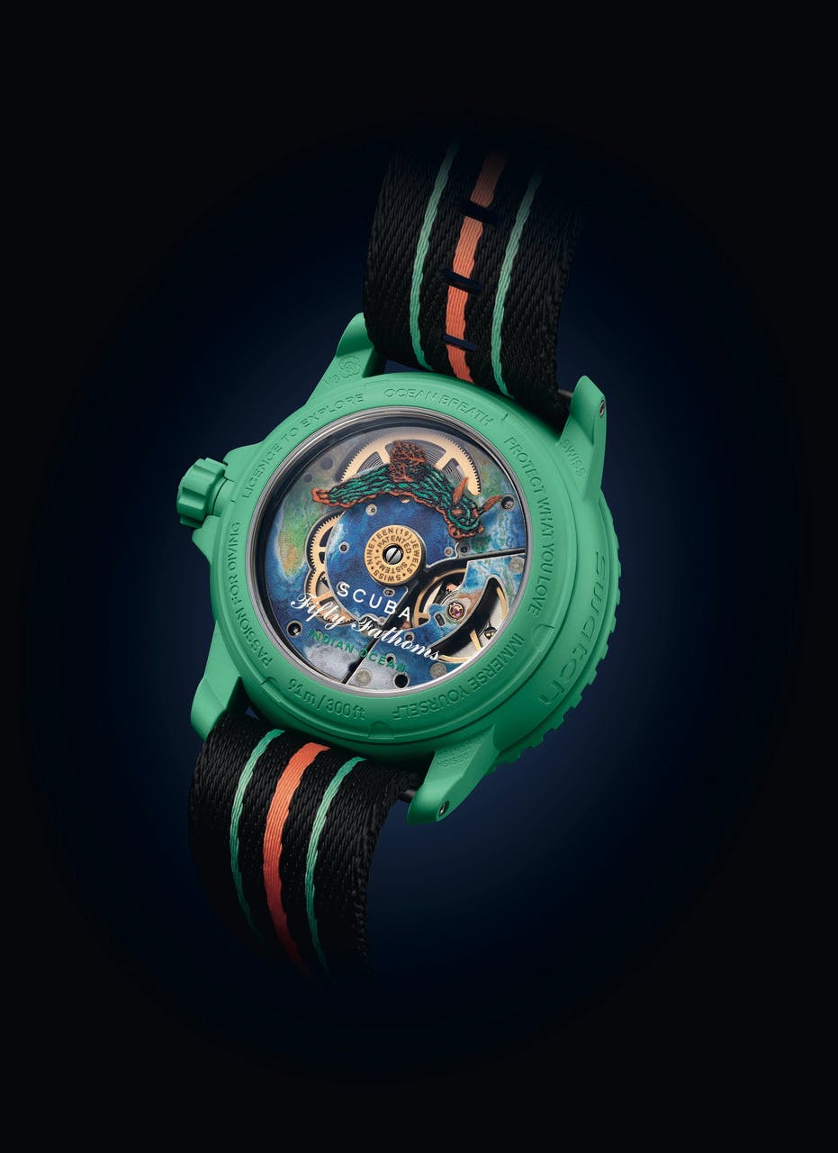 Swatch & Blancpain's Bioceramic Scuba Fifty Fathoms diving watch collaboration, designed in homage to the planet's five oceans