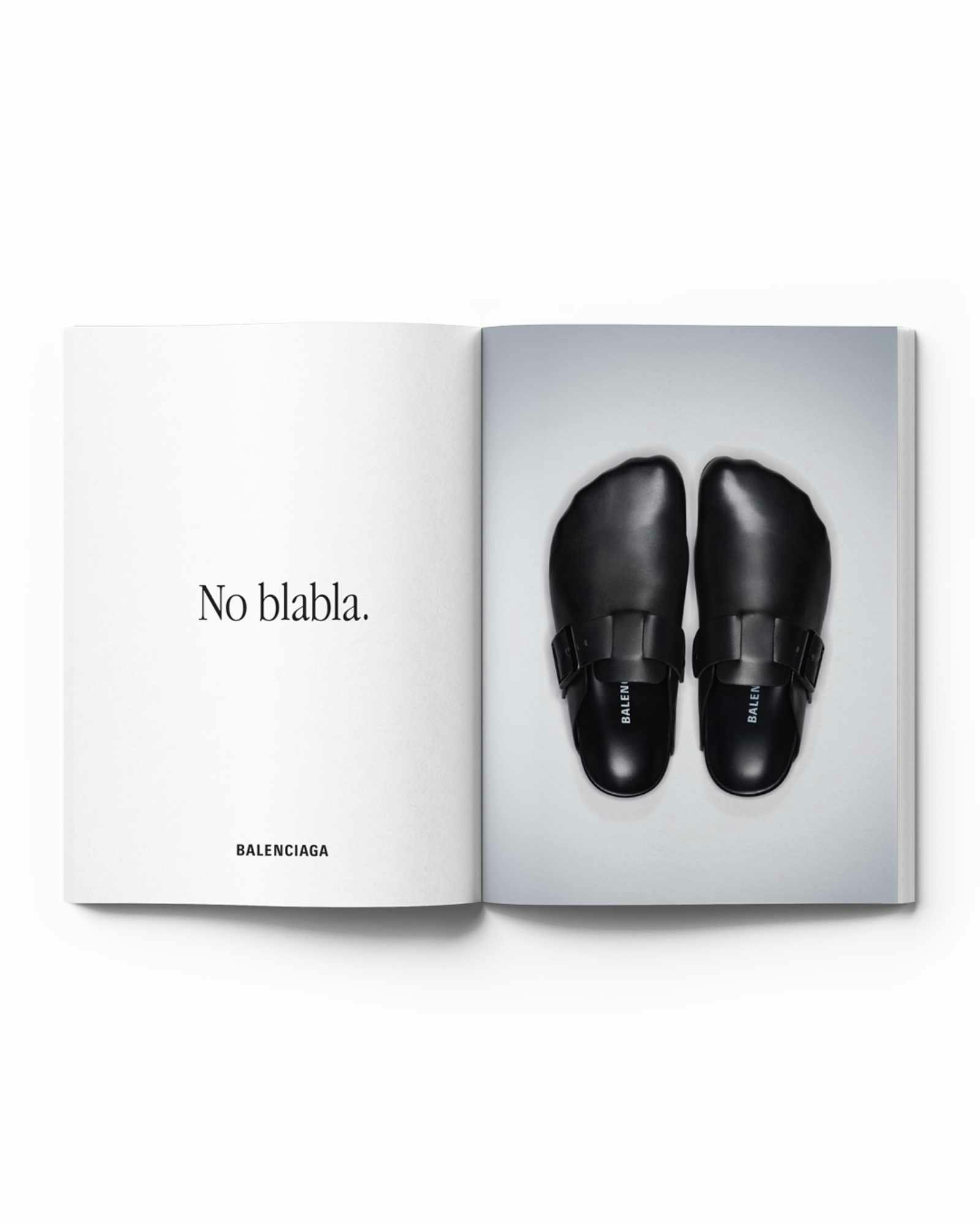 Photos of product from Balenciaga's "It's Different" ad campaign