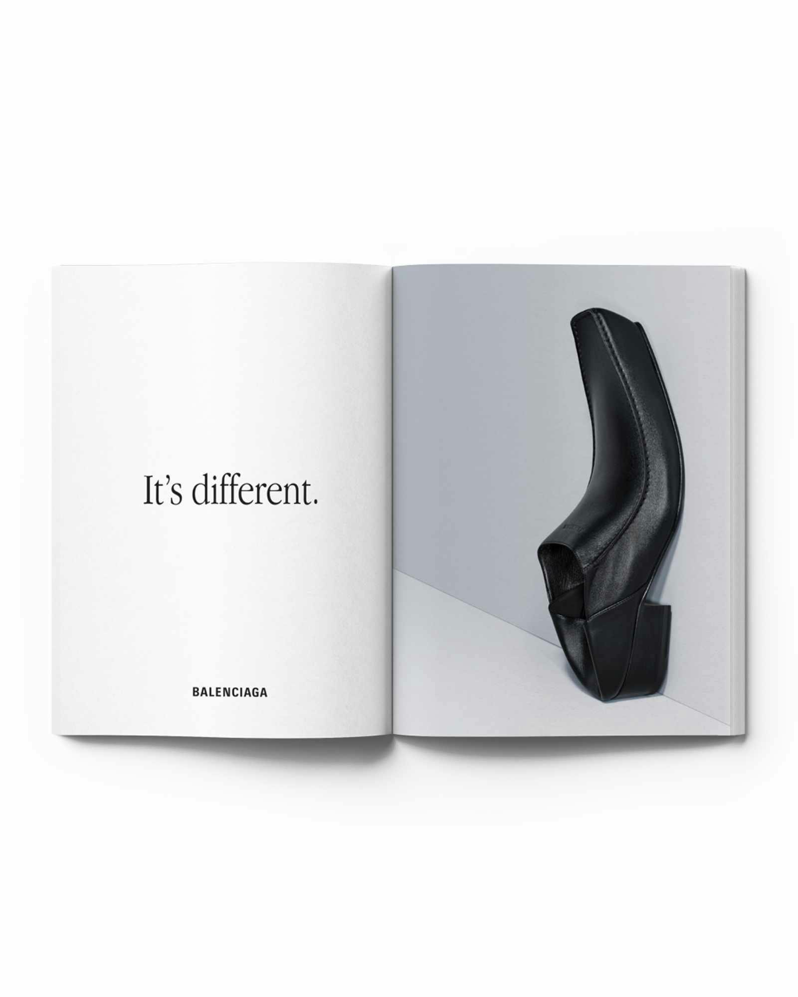 Photos of product from Balenciaga's "It's Different" ad campaign