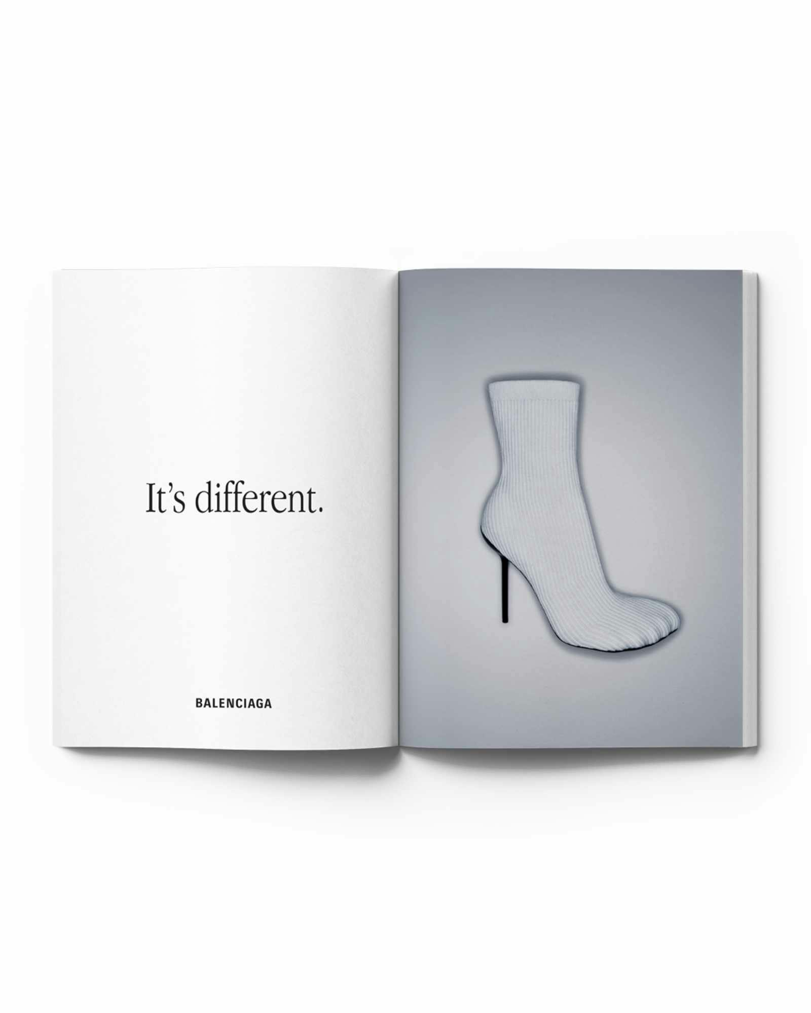 Photos of product from Balenciaga's "It's Different" ad campaign