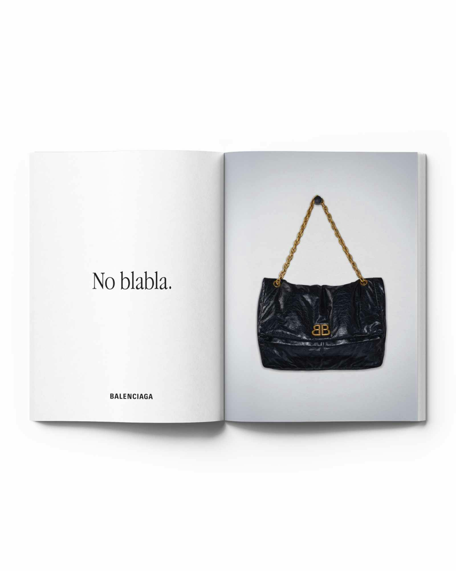 Photos of product from Balenciaga's "It's Different" ad campaign