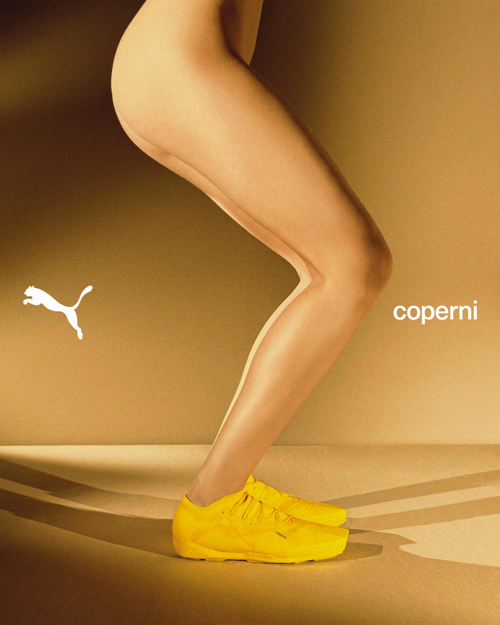 Models wear PUMA & Coperni's collaborative sneaker