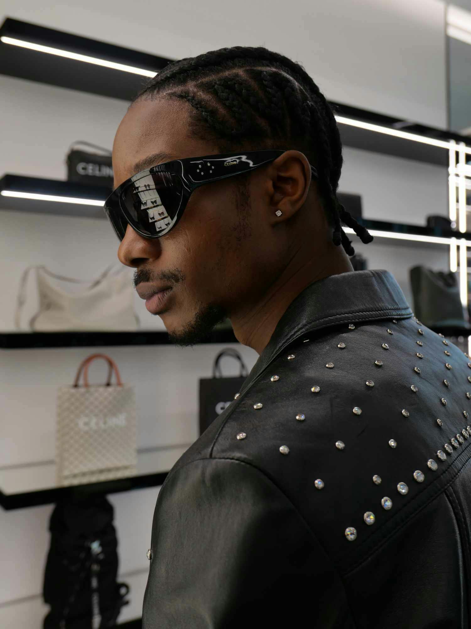 Lamar Johnson wearing CELINE in the CELINE Miami store