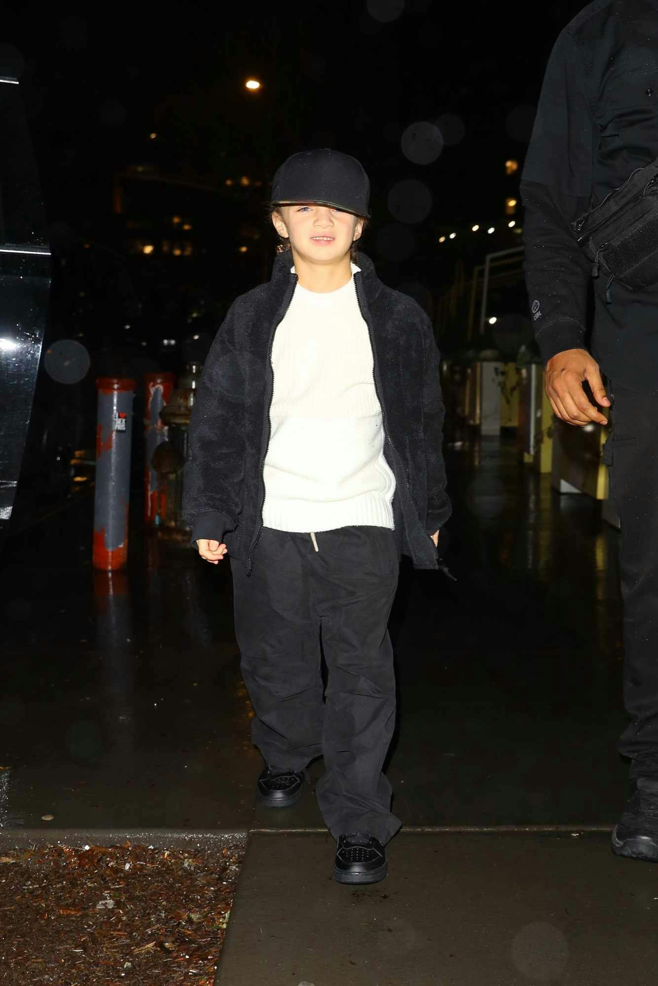 Drake & son Adonis dine out in New York in January 2024