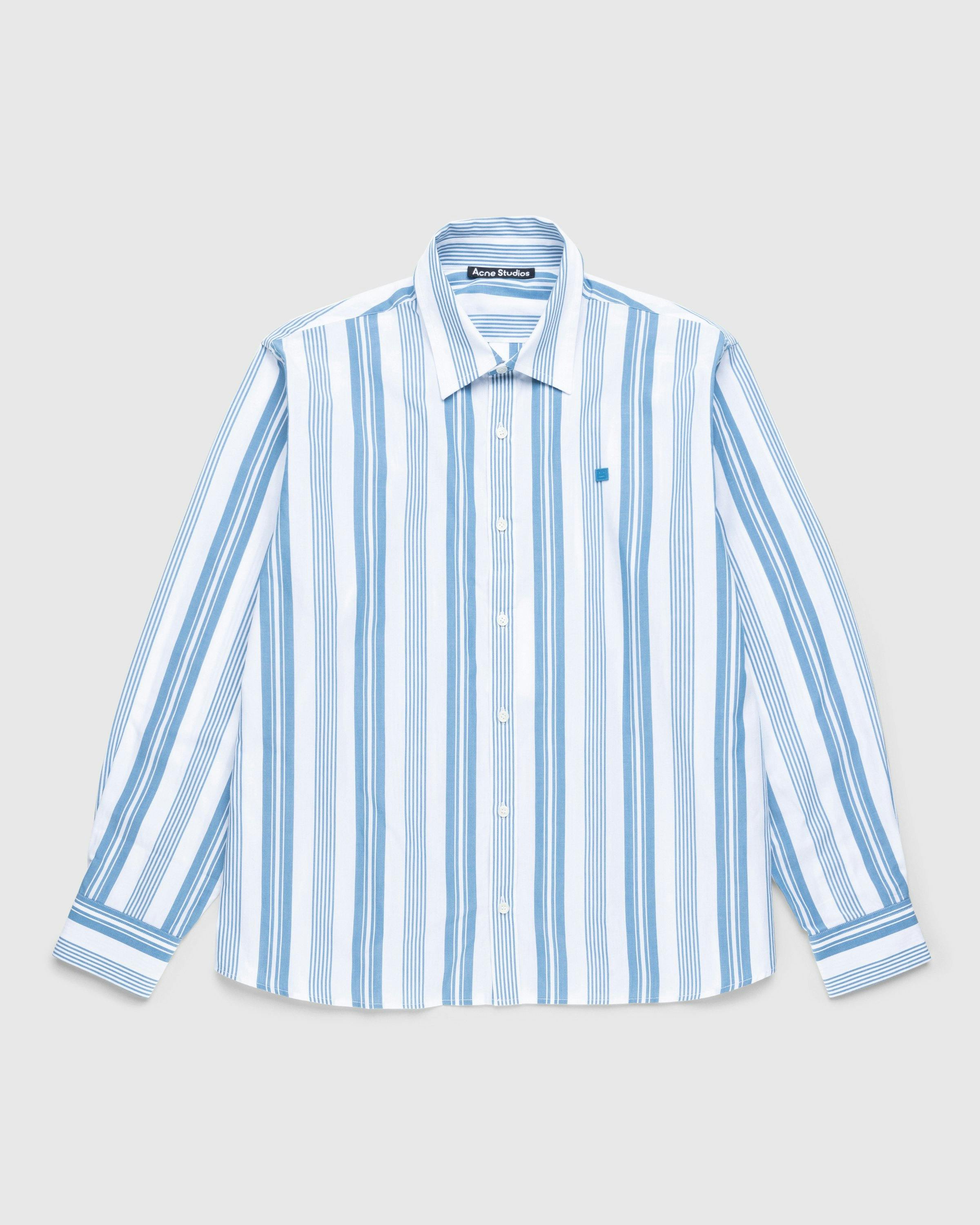 Acne Studios - Stripe Button-Up Shirt White/Steel Blue - Clothing - White - Image 1