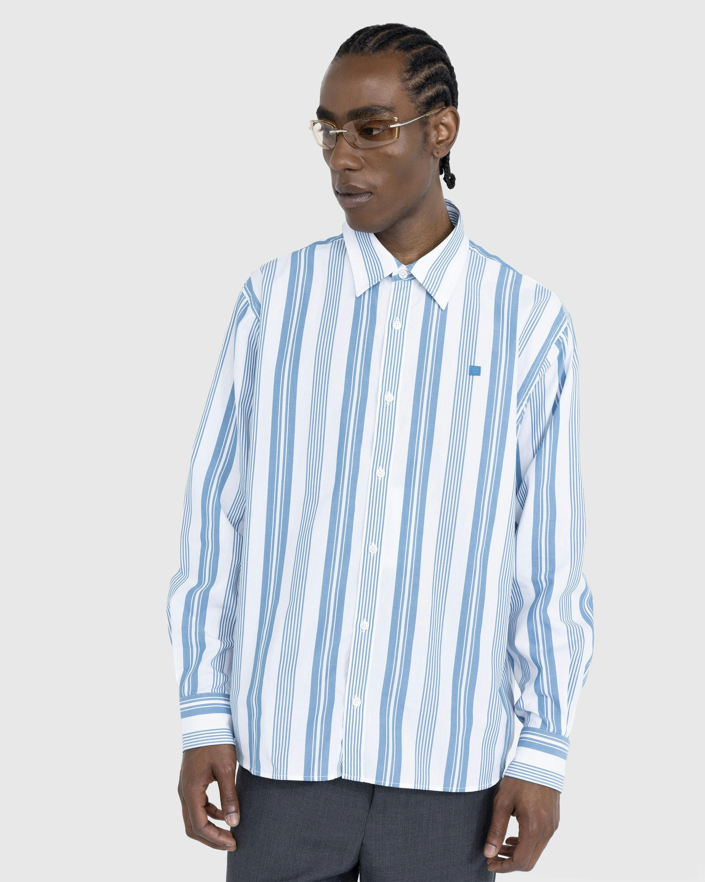 Acne Studios - Stripe Button-Up Shirt White/Steel Blue - Clothing - White - Image 2