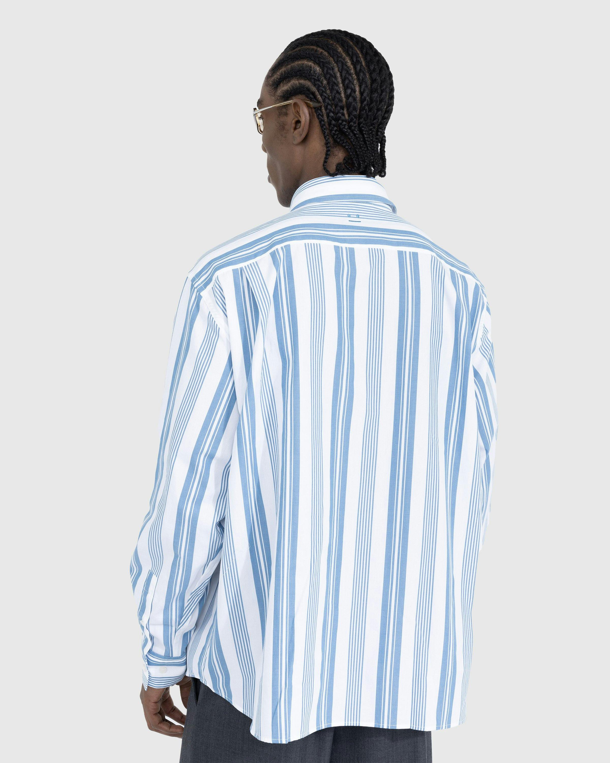 Acne Studios - Stripe Button-Up Shirt White/Steel Blue - Clothing - White - Image 3