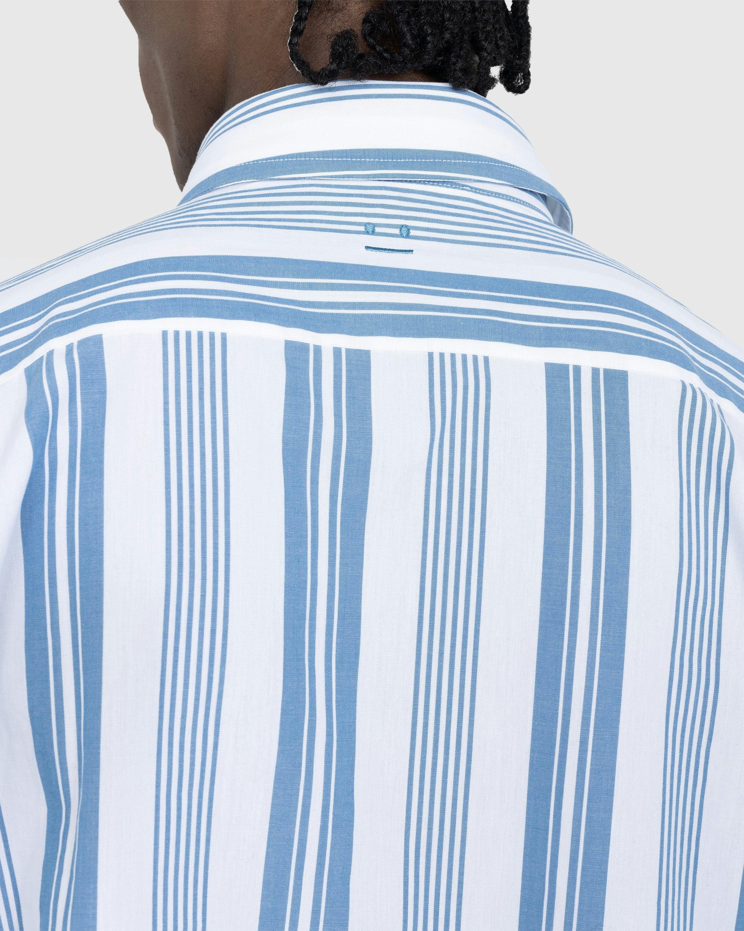 Acne Studios - Stripe Button-Up Shirt White/Steel Blue - Clothing - White - Image 4