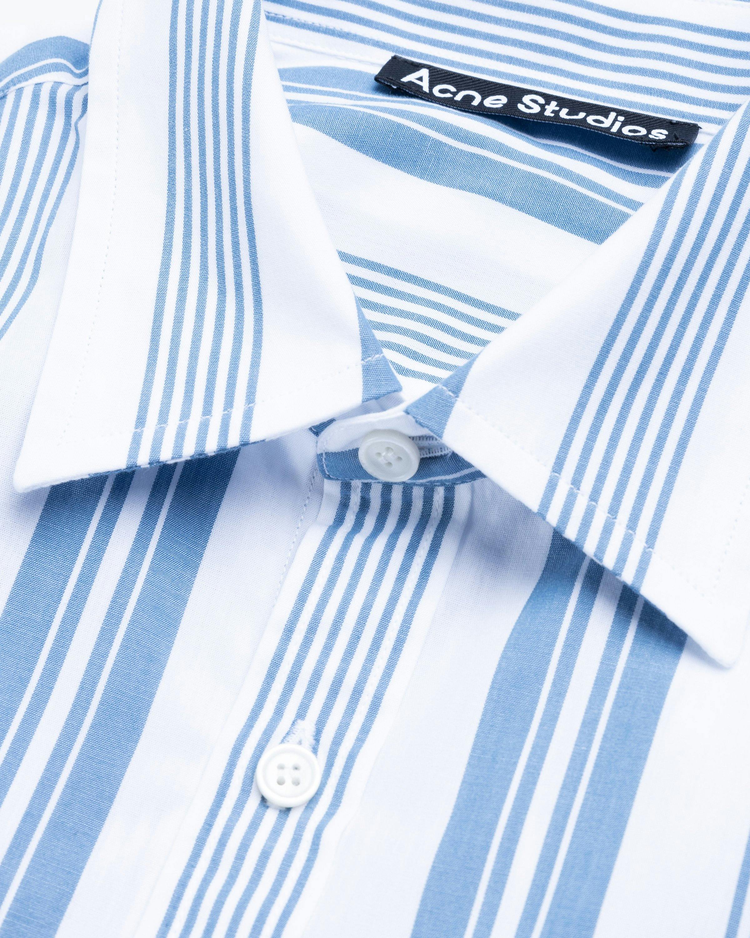 Acne Studios - Stripe Button-Up Shirt White/Steel Blue - Clothing - White - Image 5