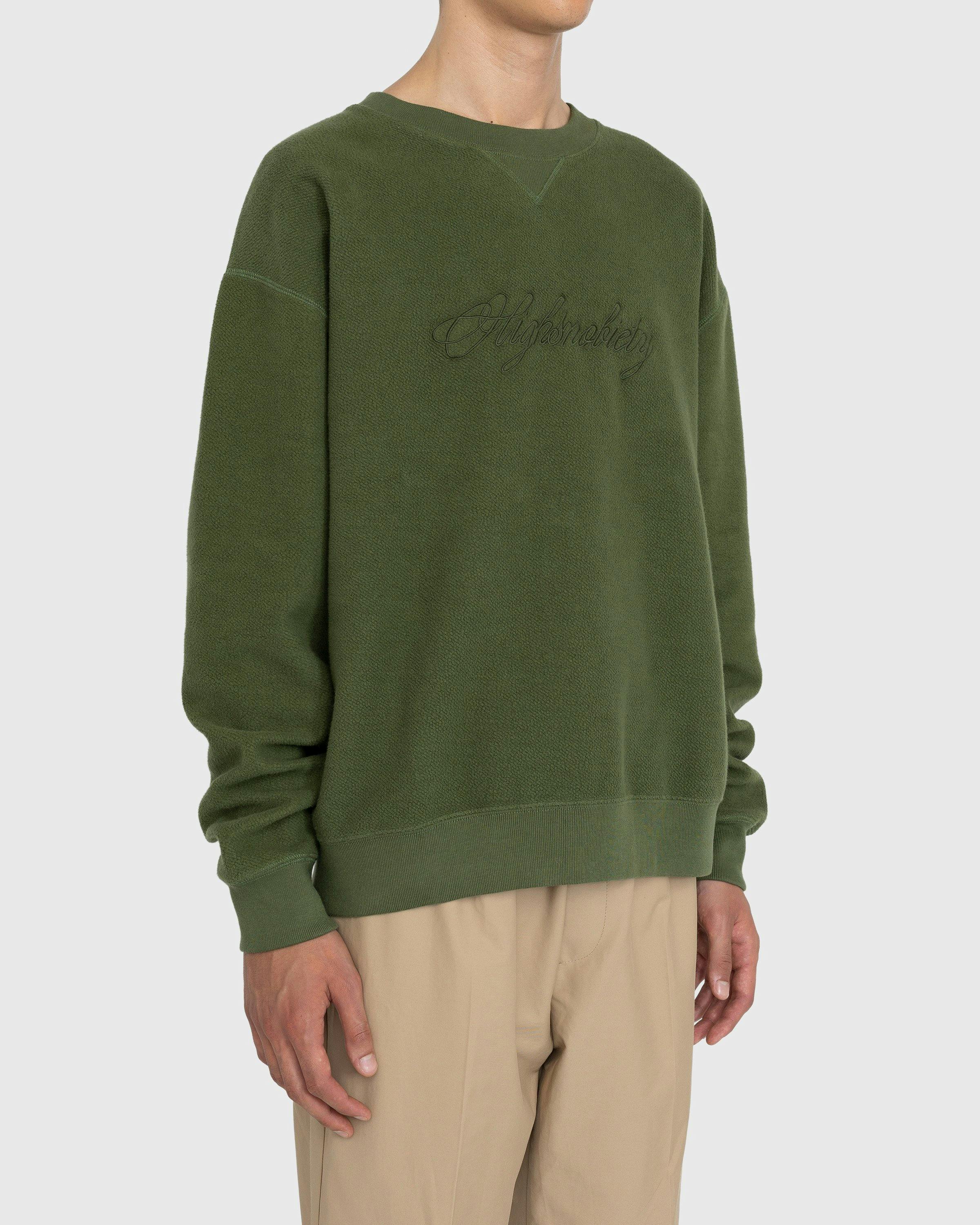 Highsnobiety - Script Logo Reverse Fleece Crew Green - Clothing - Green - Image 4