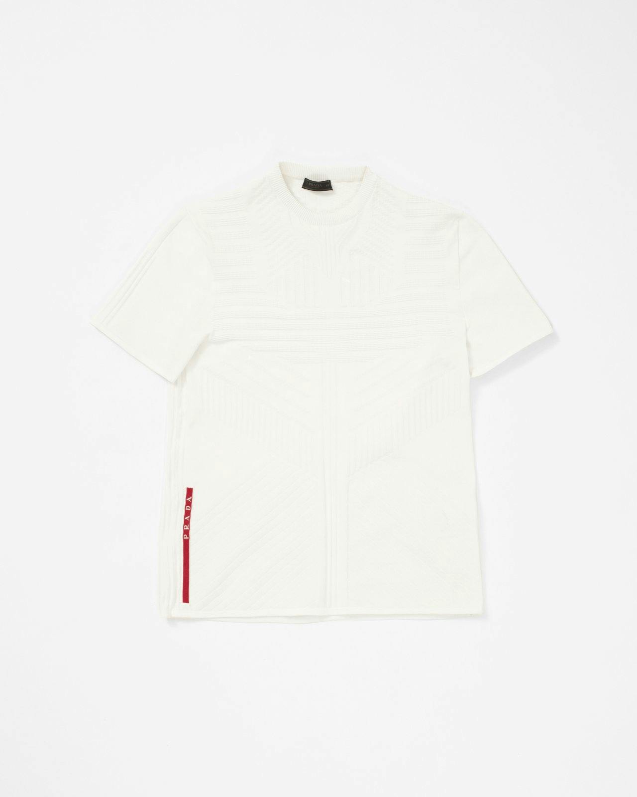 Prada - Men's Knitted Nylon T-Shirt - Clothing - White - Image 1