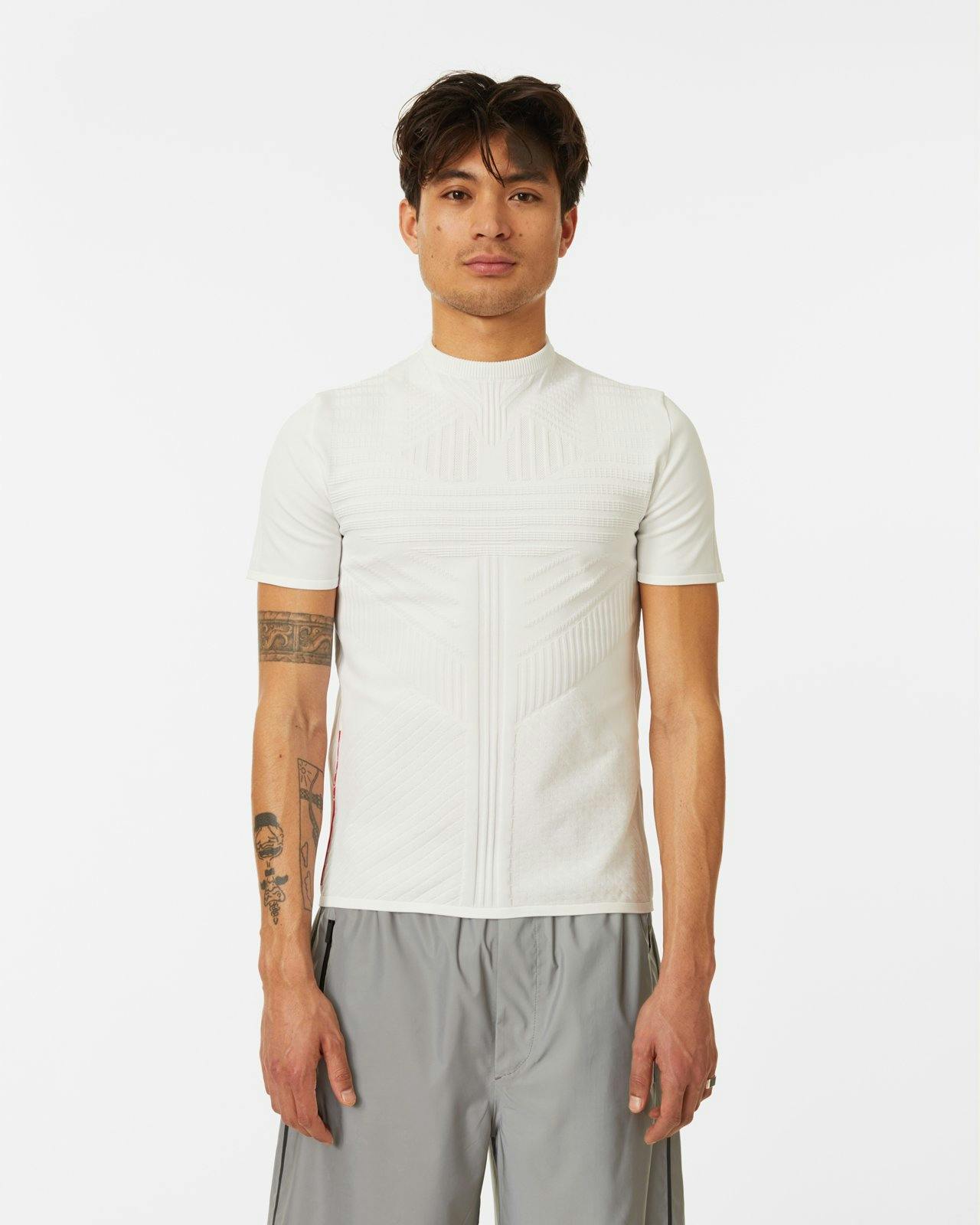 Prada - Men's Knitted Nylon T-Shirt - Clothing - White - Image 3