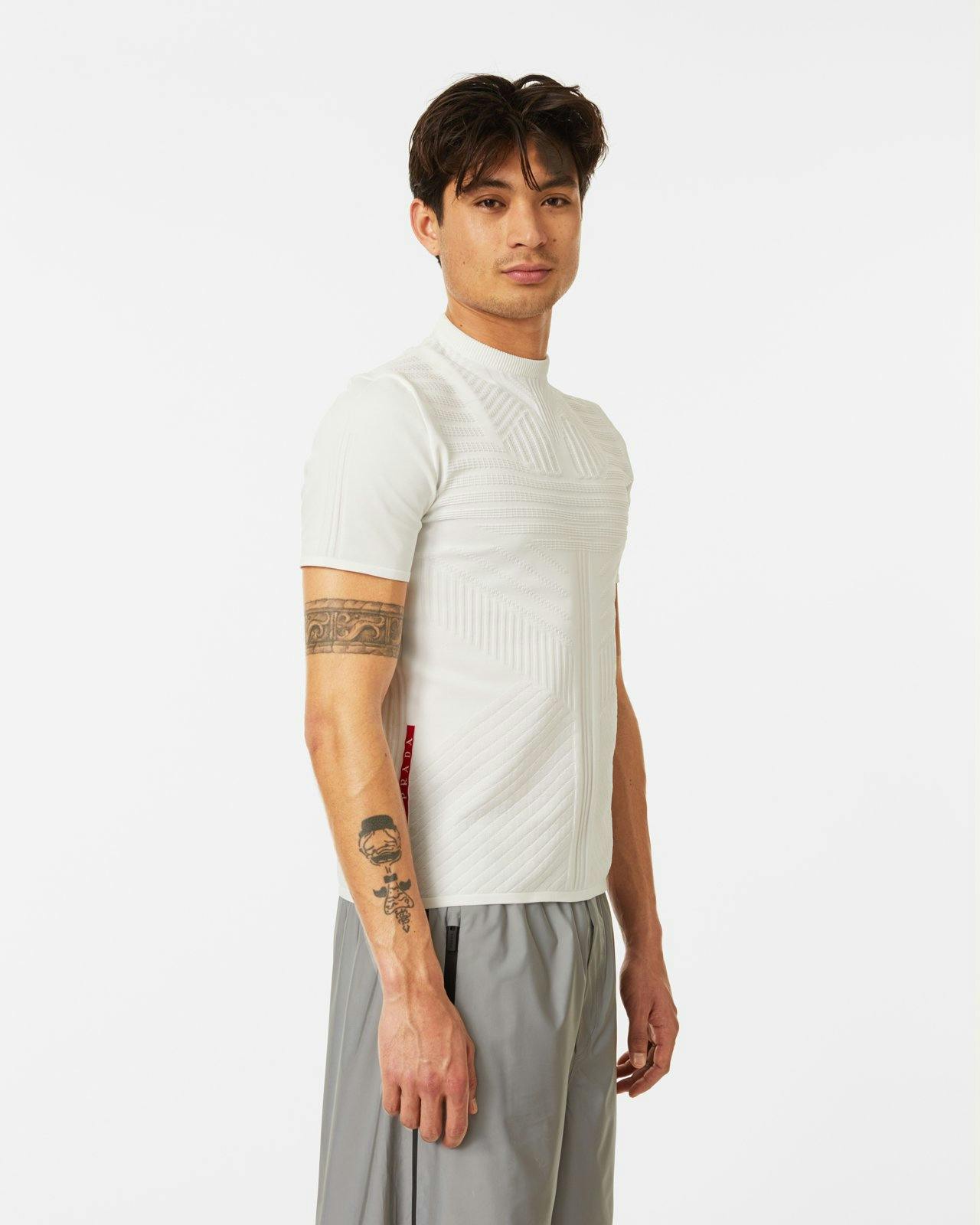 Prada - Men's Knitted Nylon T-Shirt - Clothing - White - Image 5