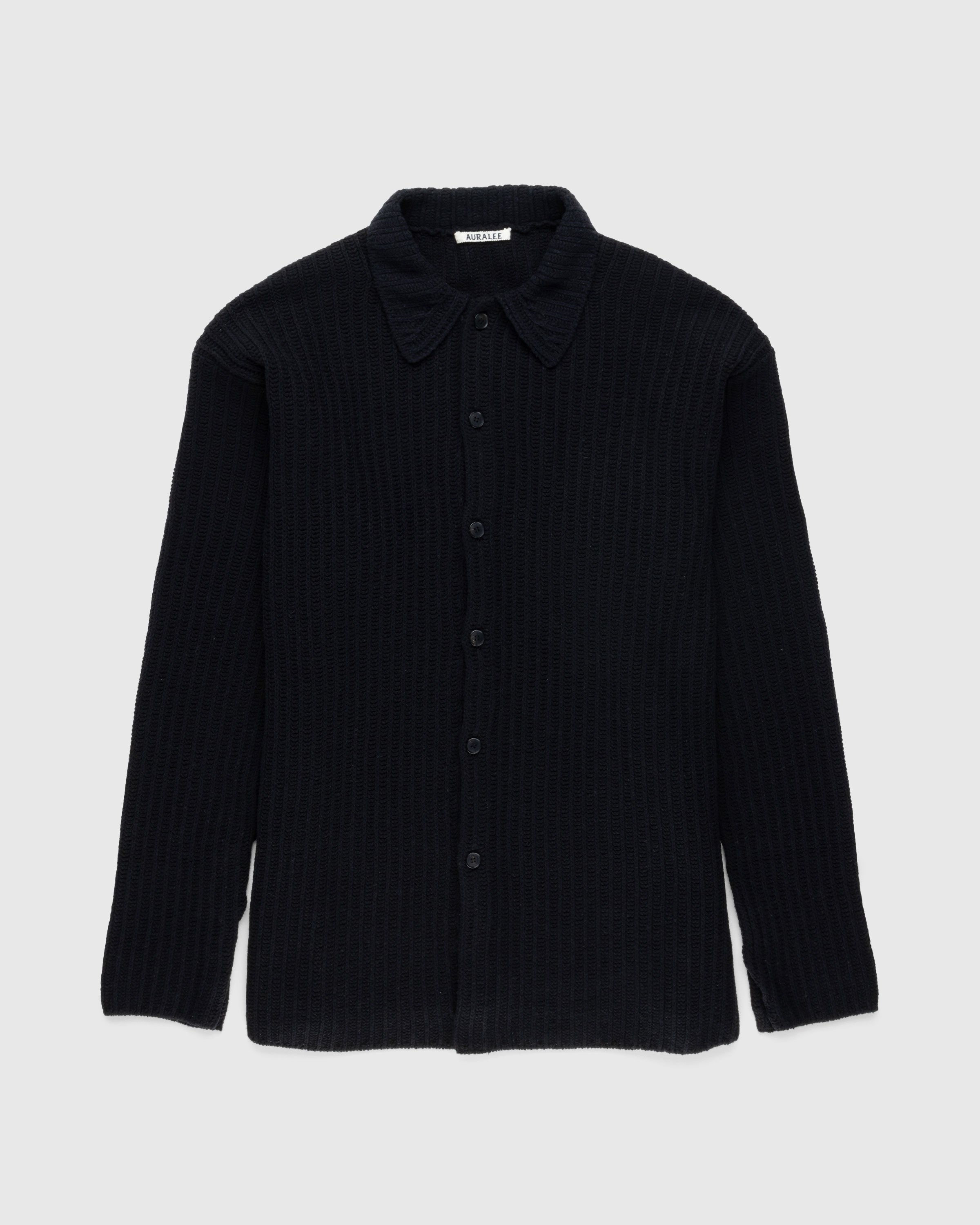 Auralee – Brushed Cotton Wool Rib Knit Shirt Black | Highsnobiety Shop
