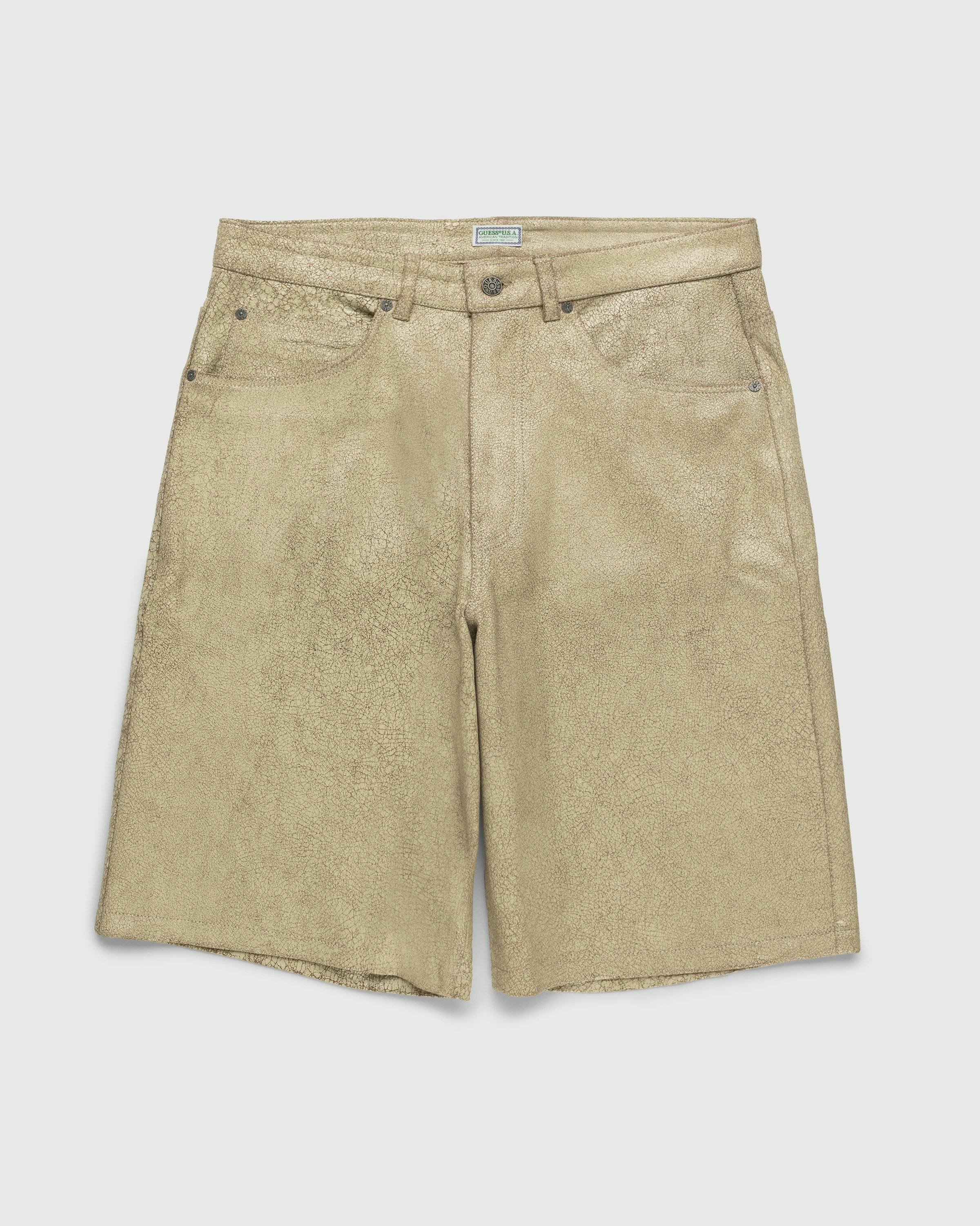 Guess USA - Crackle Leather Short Beige - Clothing - Beige - Image 1