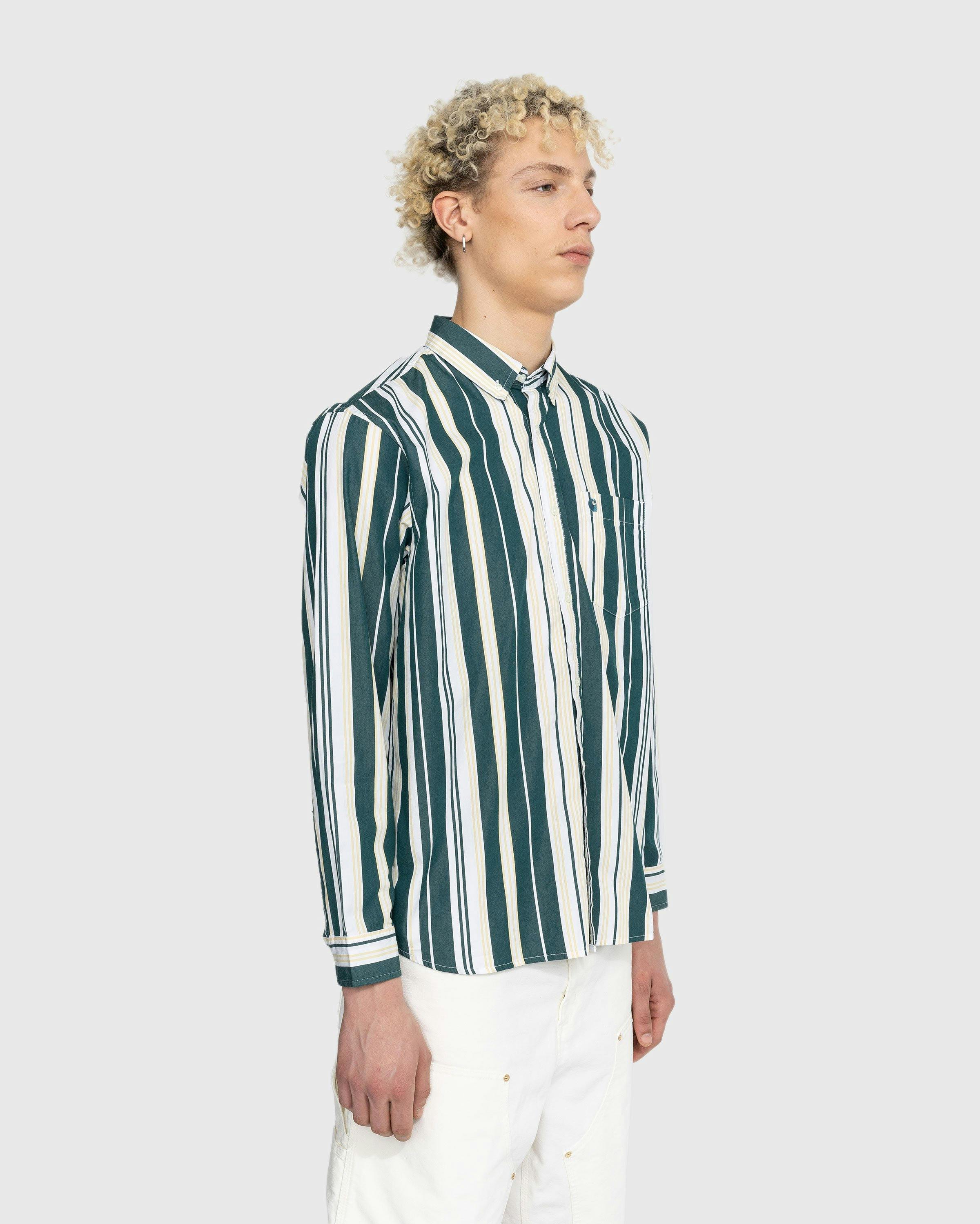 Carhartt WIP - Romero Stripe Shirt Citron/Botanic - Clothing - Blue - Image 4