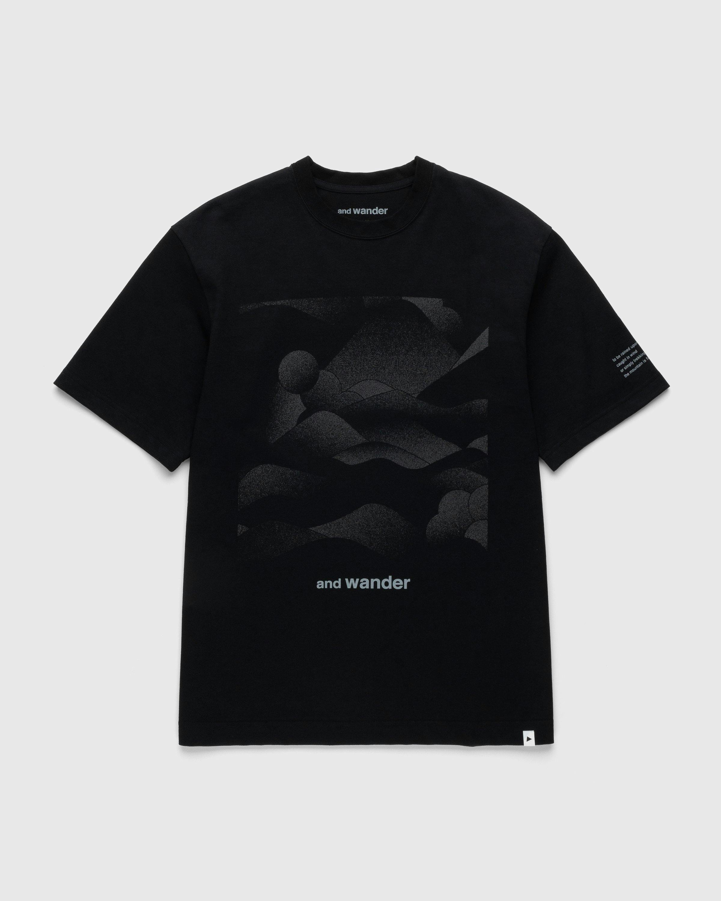 And Wander - Mountain Camo Tee Black - Clothing - Black - Image 1