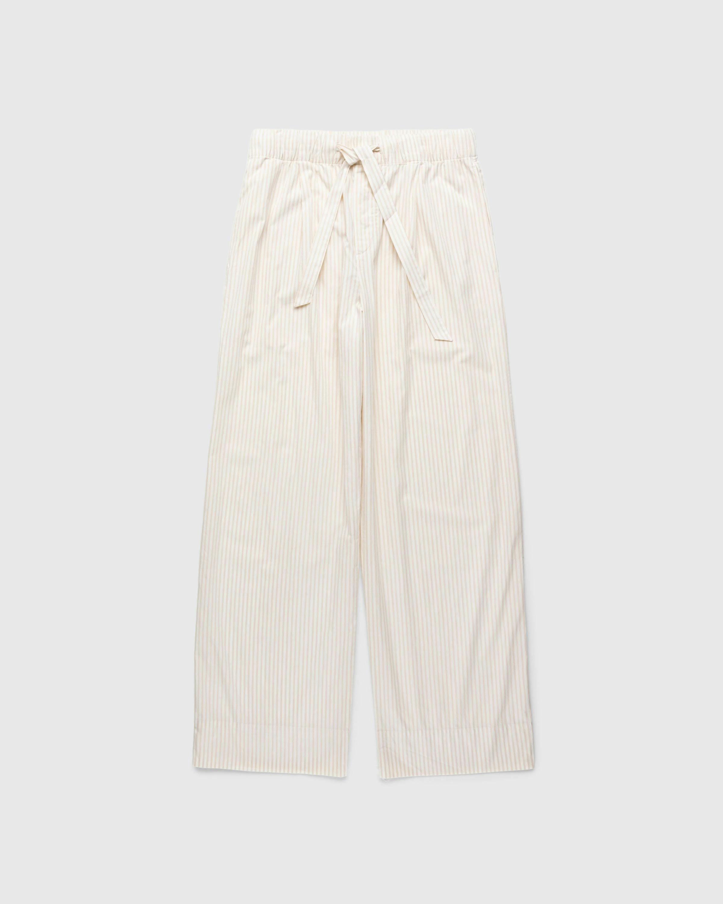 Birkenstock x Tekla - Poplin Pyjama Pants Wheat Stripes - Clothing - Beige - Image 1