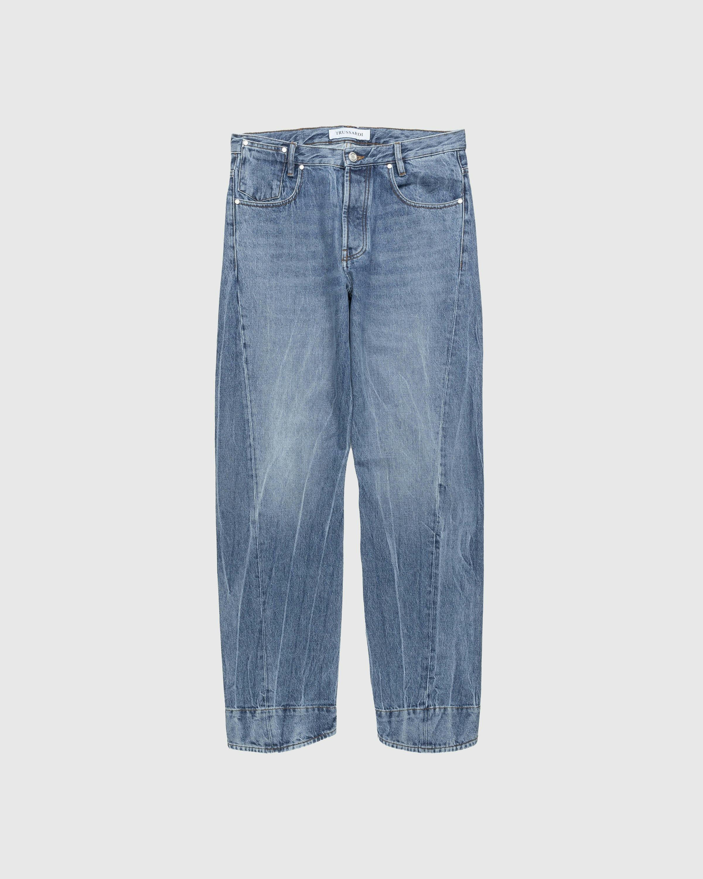 Trussardi - Five-Pocket Twisted Tapered Jeans Blue Rigid - Clothing - Blue - Image 1