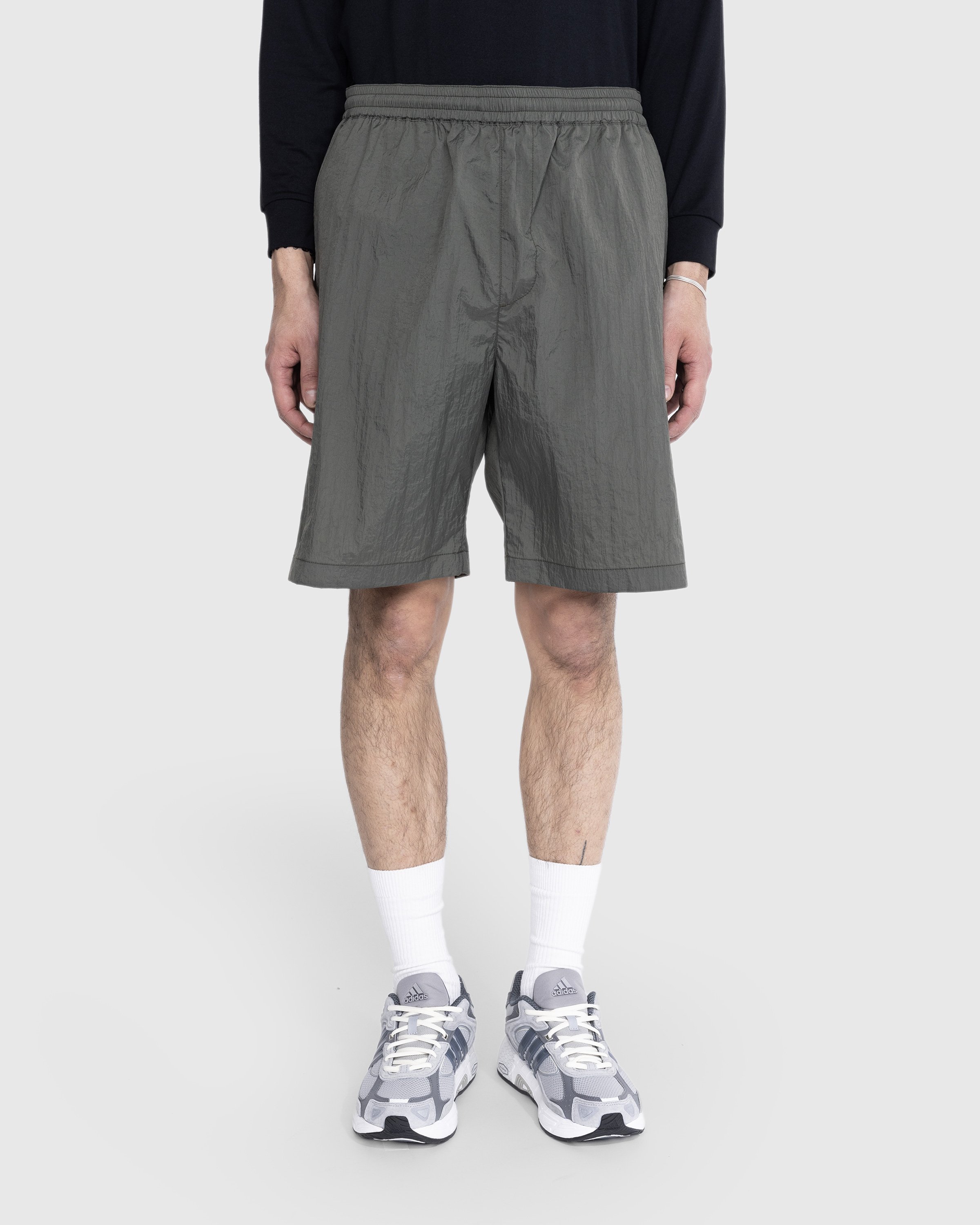 Highsnobiety – Texture Nylon Mid Length Elastic Shorts Grey ...