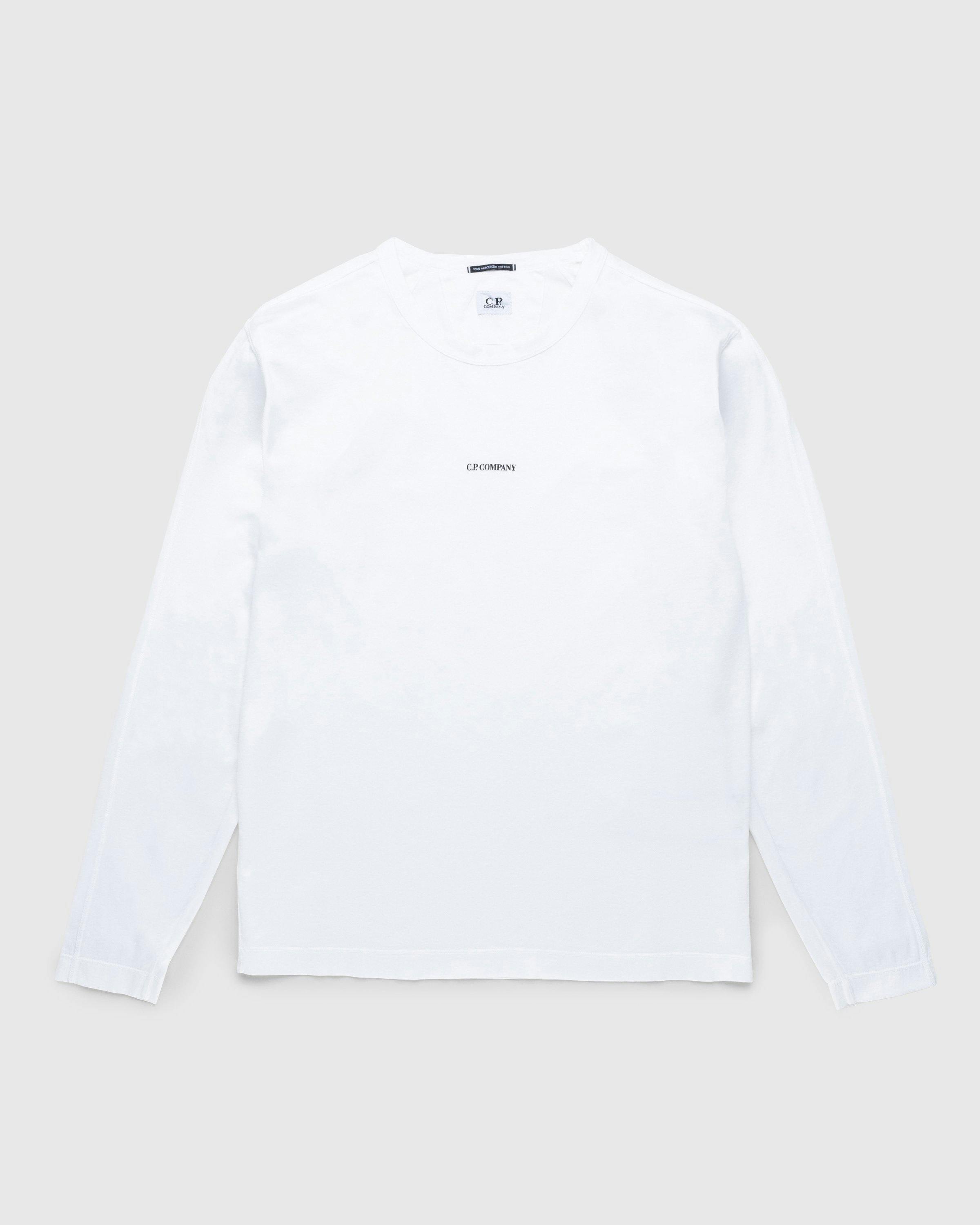 C.P. Company - 70/2 Mercerized Jersey Twisted Long Sleeved Logo T-Shirt White - Clothing - White - Image 1