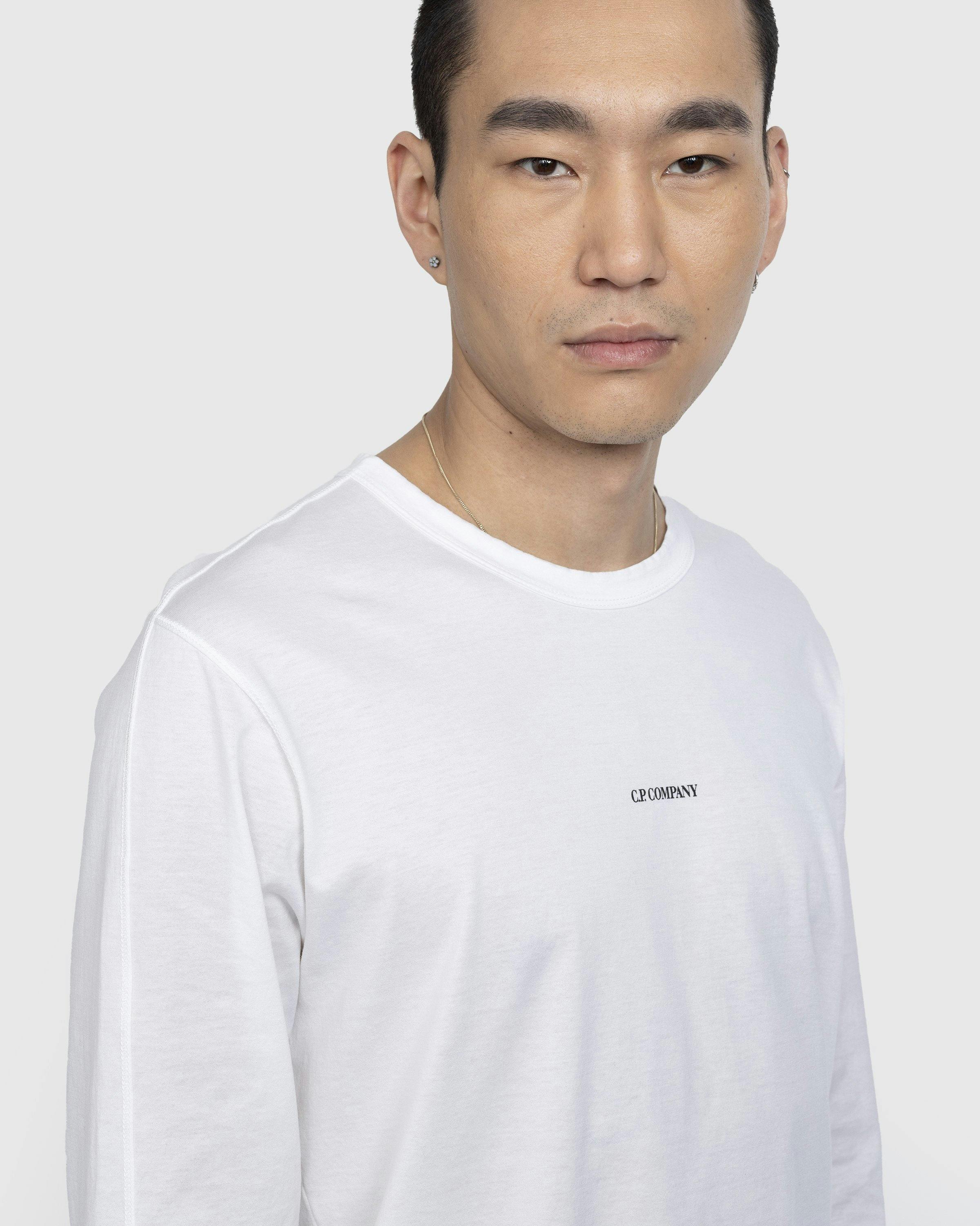 C.P. Company - 70/2 Mercerized Jersey Twisted Long Sleeved Logo T-Shirt White - Clothing - White - Image 2