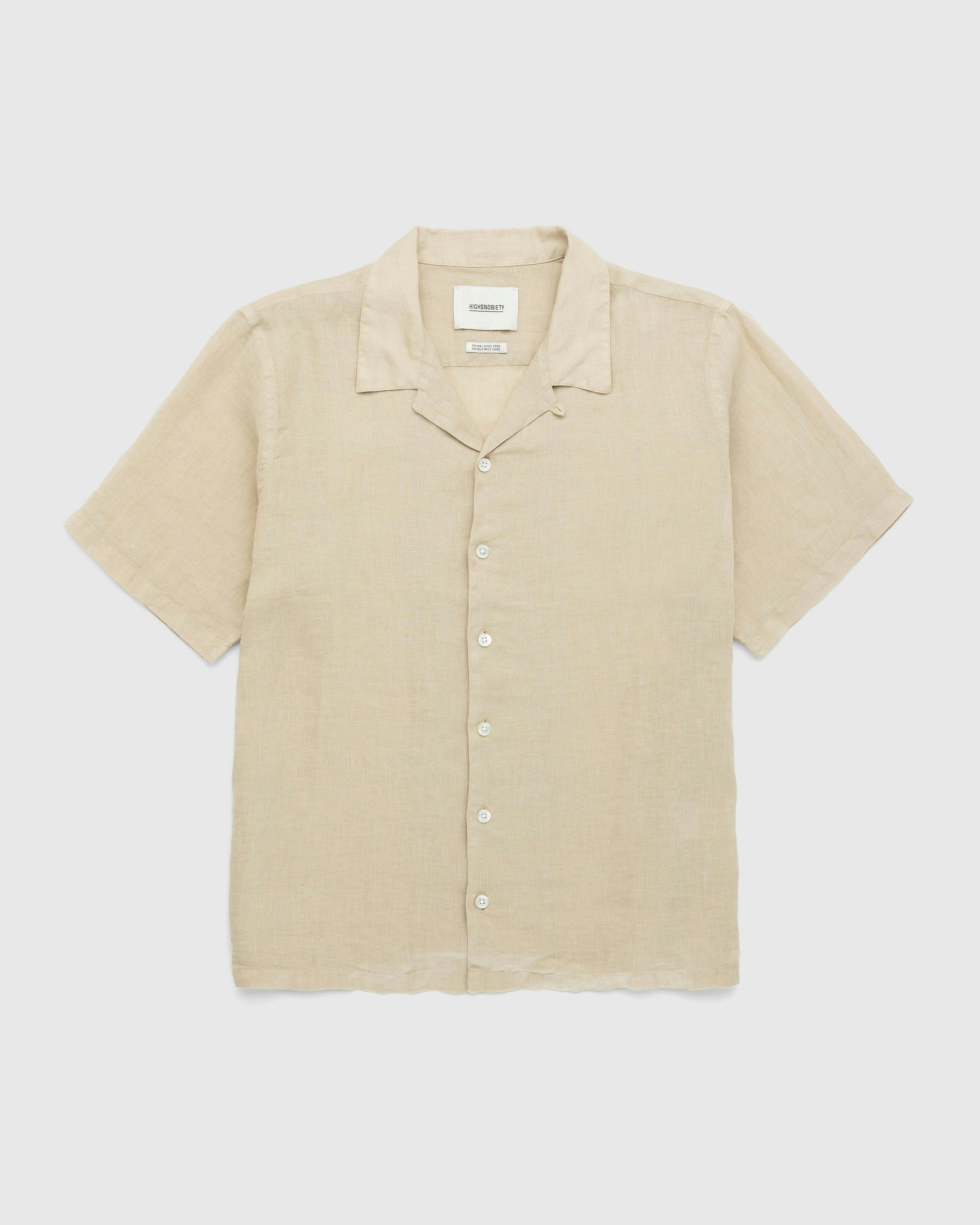 Highsnobiety - Linen Short-Sleeve Shirt Sand - Clothing - Yellow - Image 1