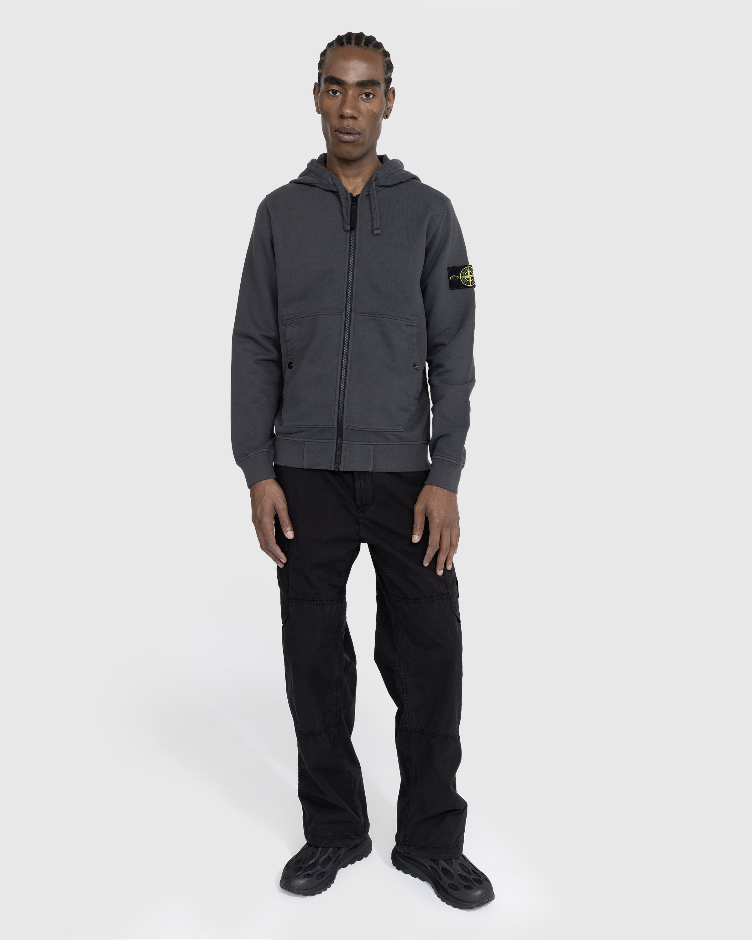 Stone Island – Logo Patch Hooded Jacket Lead Grey | Highsnobiety Shop