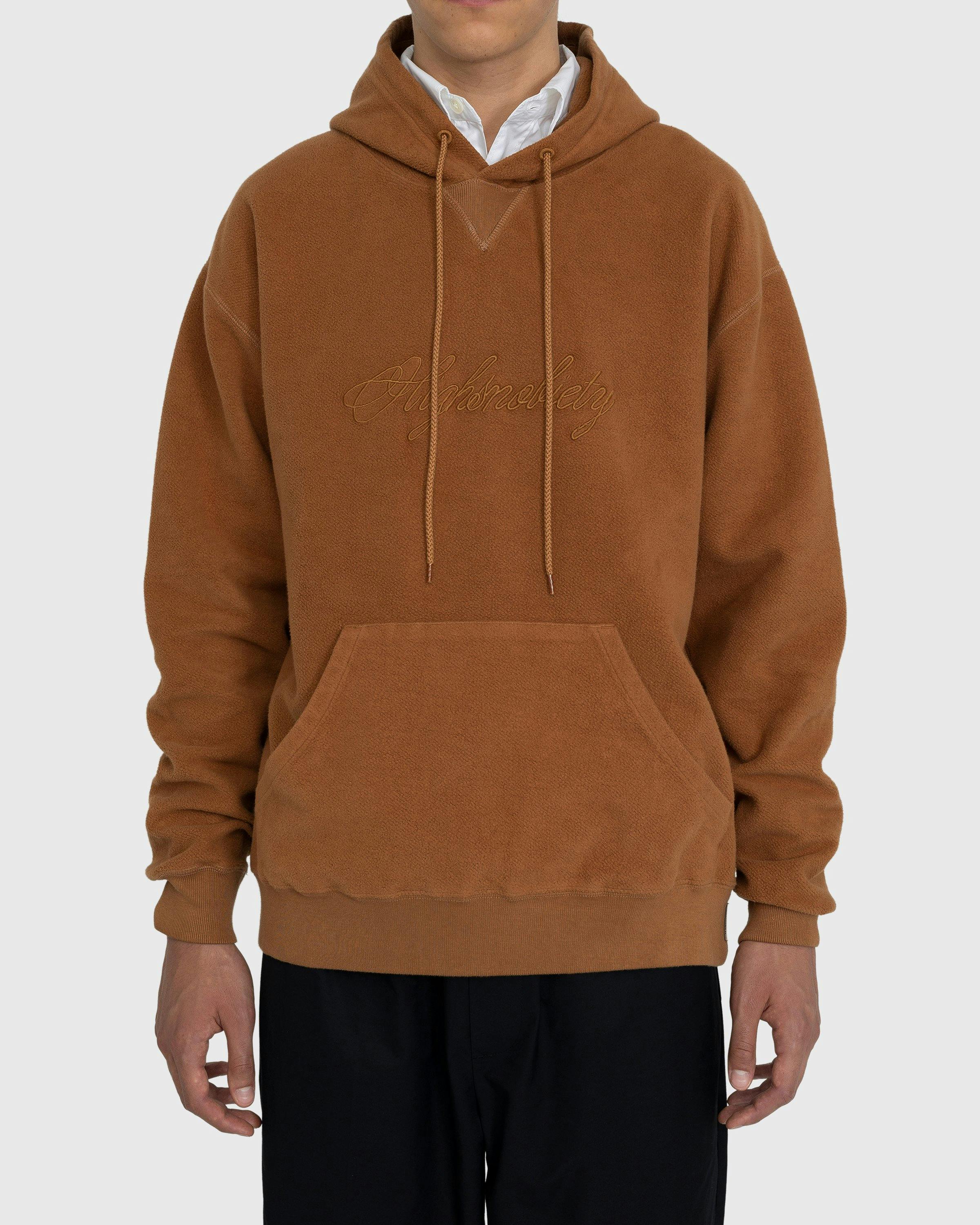 Highsnobiety - Script Logo Reverse Fleece Hoodie Brown - Clothing - Brown - Image 2