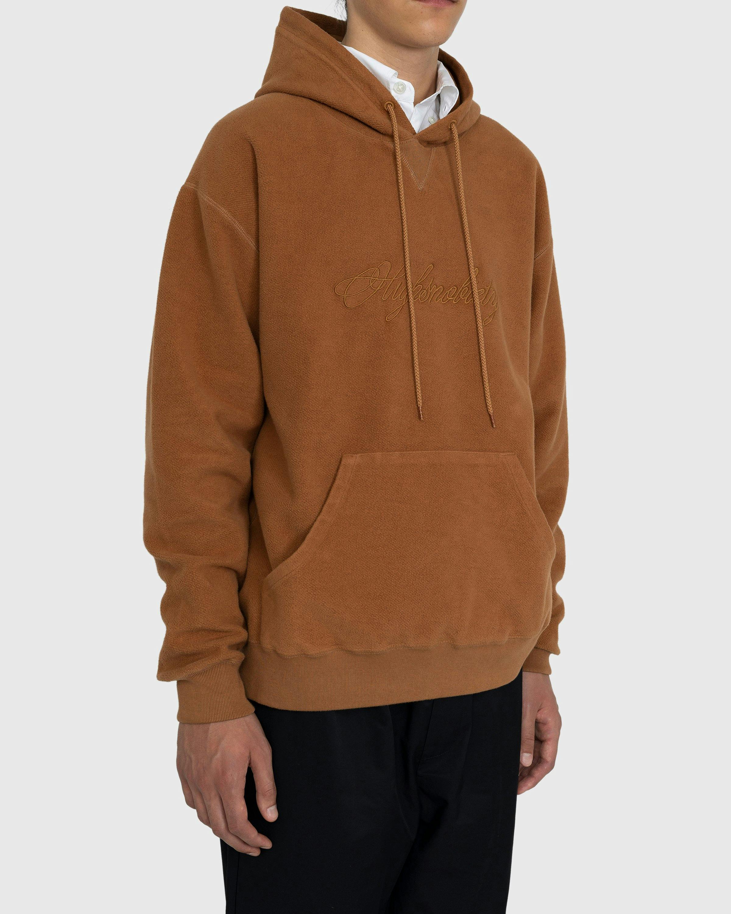 Highsnobiety - Script Logo Reverse Fleece Hoodie Brown - Clothing - Brown - Image 4