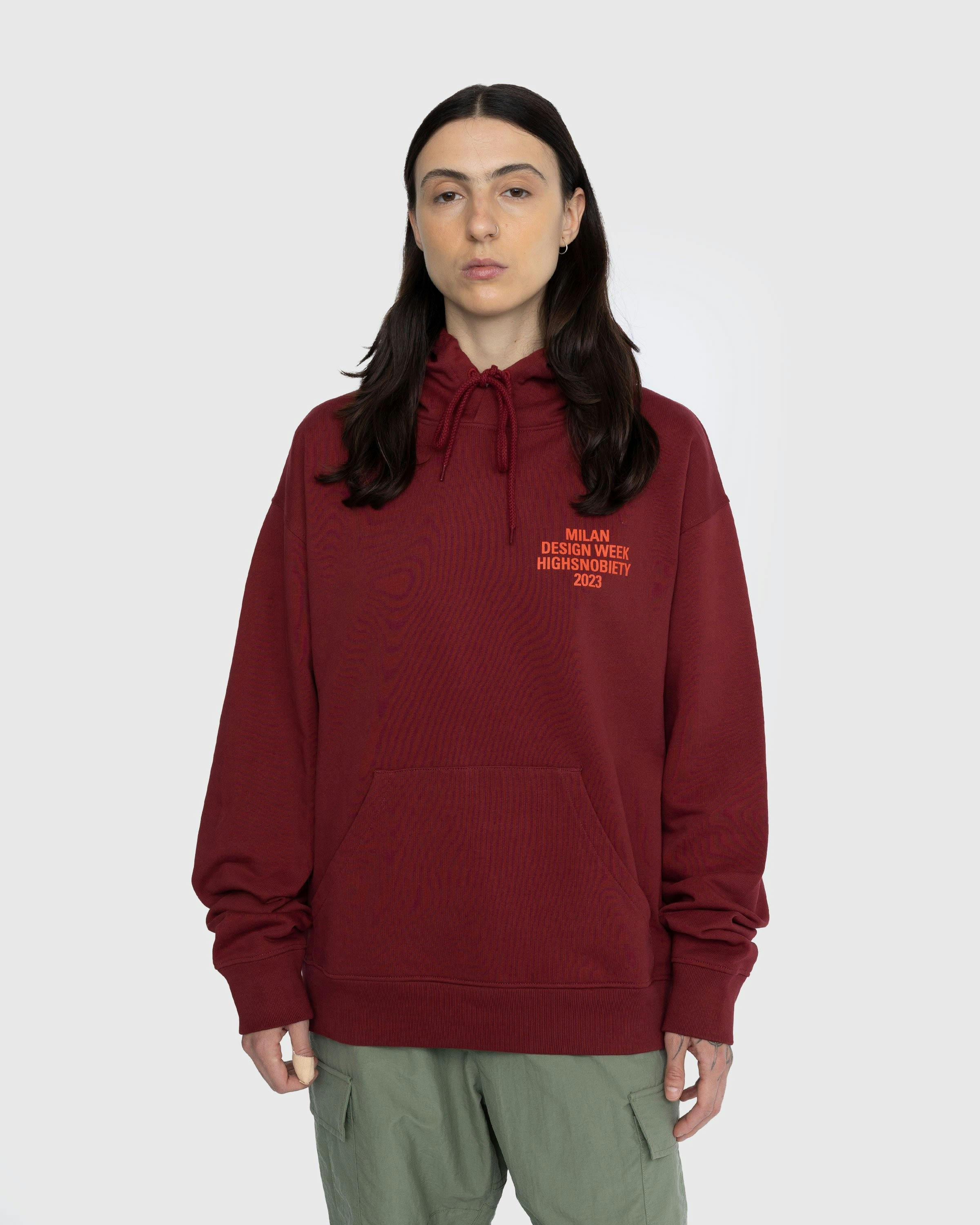 Highsnobiety – Milano Design Week Graphic Hoodie Burgundy ...