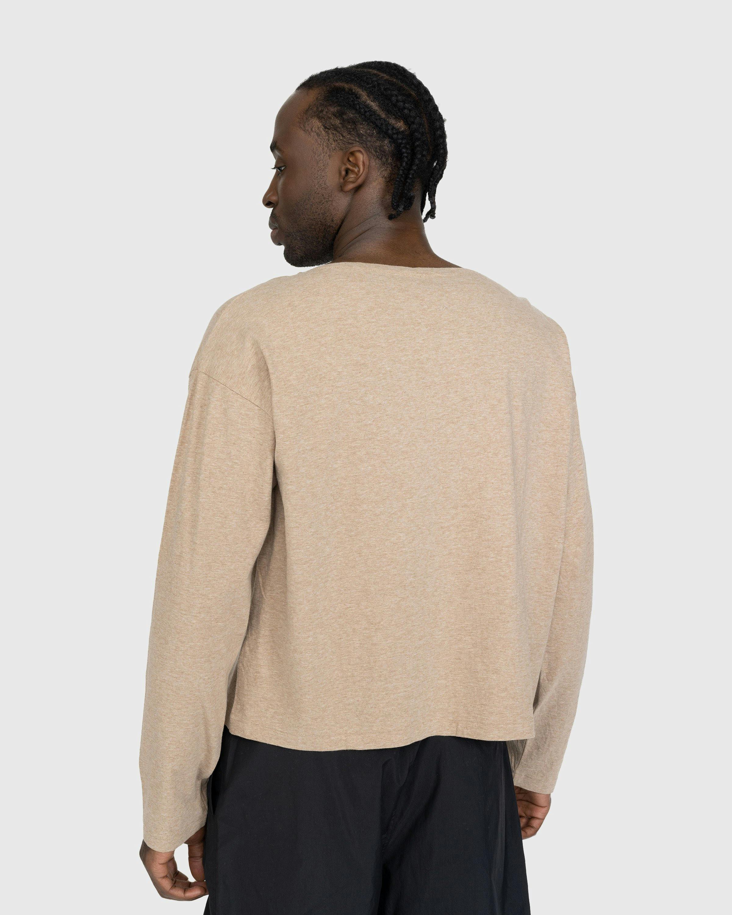 Auralee - Hard Twist Cotton Cashmere Boat Neck Longsleeve Tee Beige - Clothing - Beige - Image 3