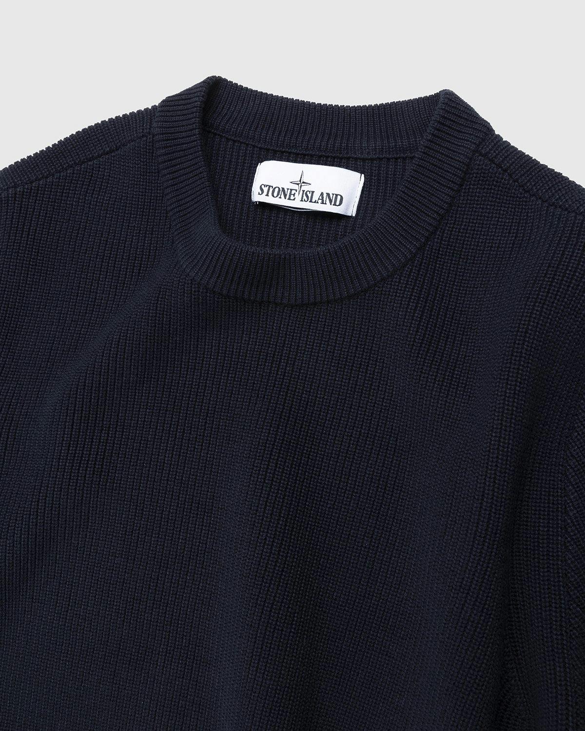 Stone Island - 550D8 Ribbed Soft Cotton Knit Navy Blue - Clothing - Blue - Image 3