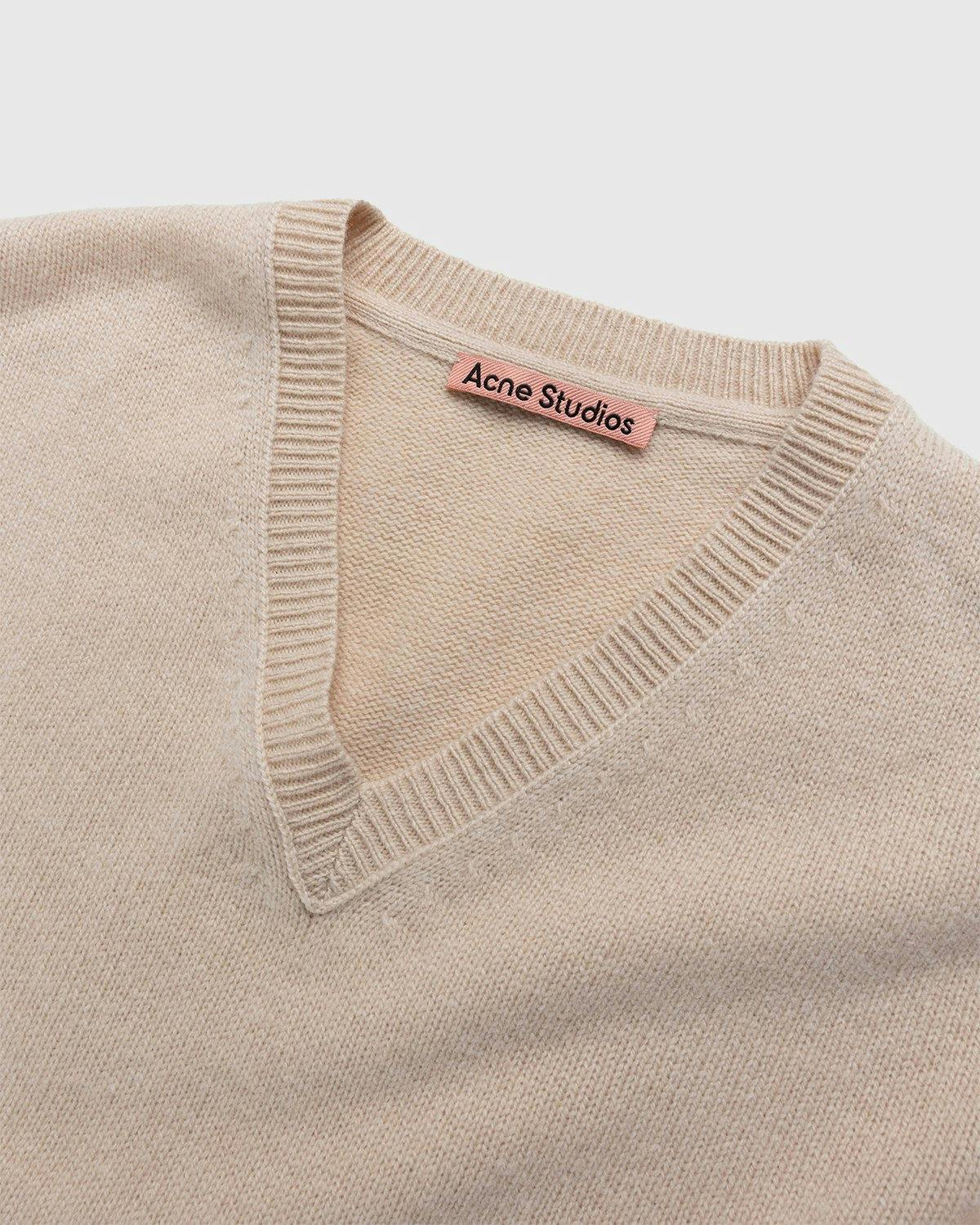 Acne Studios - Cashmere Blend V-Neck Sweater Biscuit Beige - Clothing - Beige - Image 3