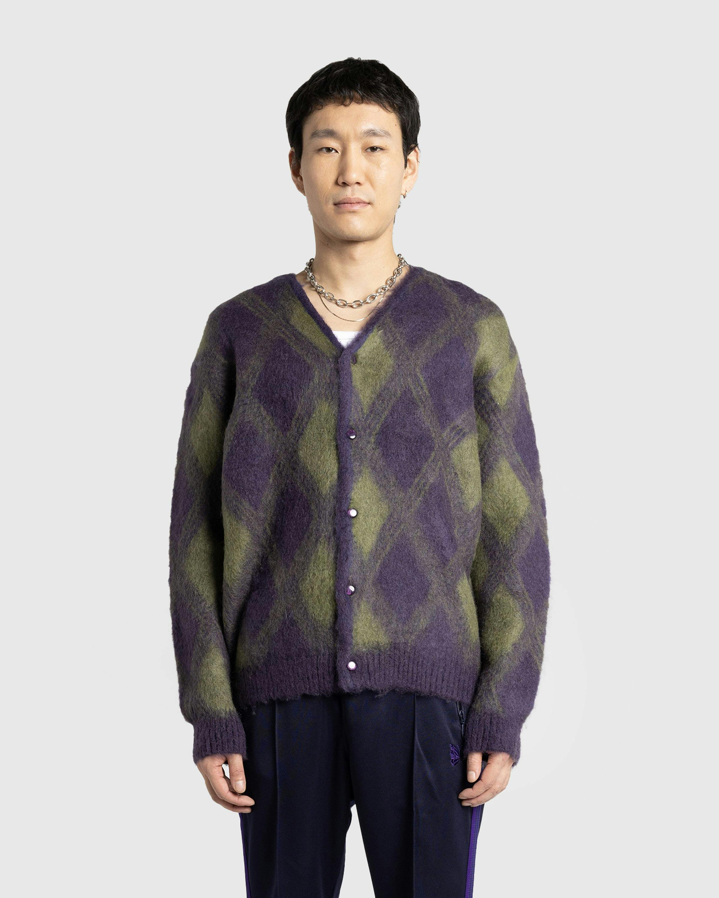 Needles – Argyle Mohair Cardigan Purple | Highsnobiety Shop