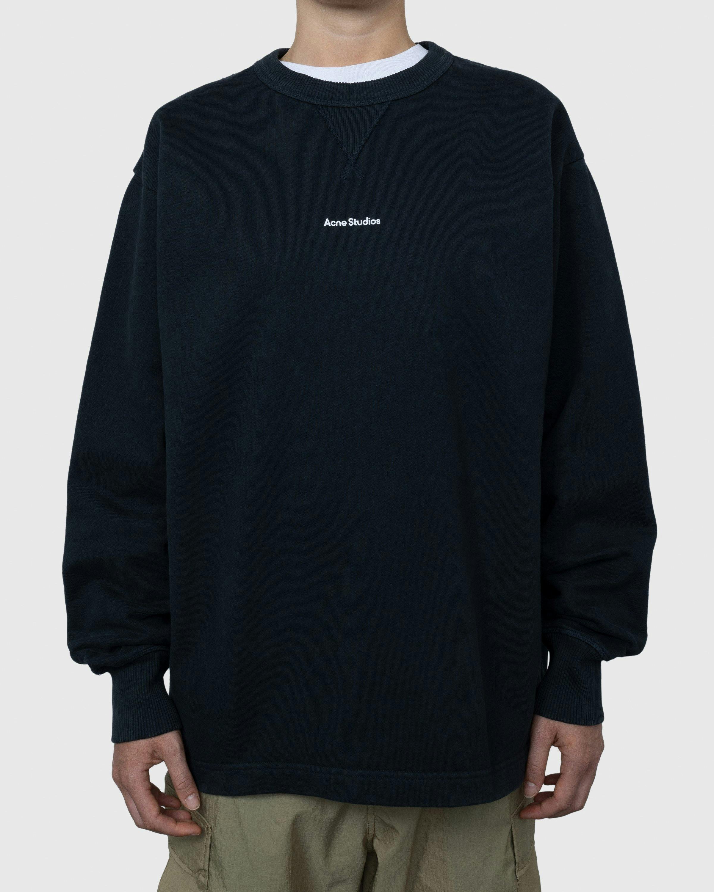 Acne Studios - Organic Cotton Logo Crewneck Sweatshirt Black - Clothing - Black - Image 2