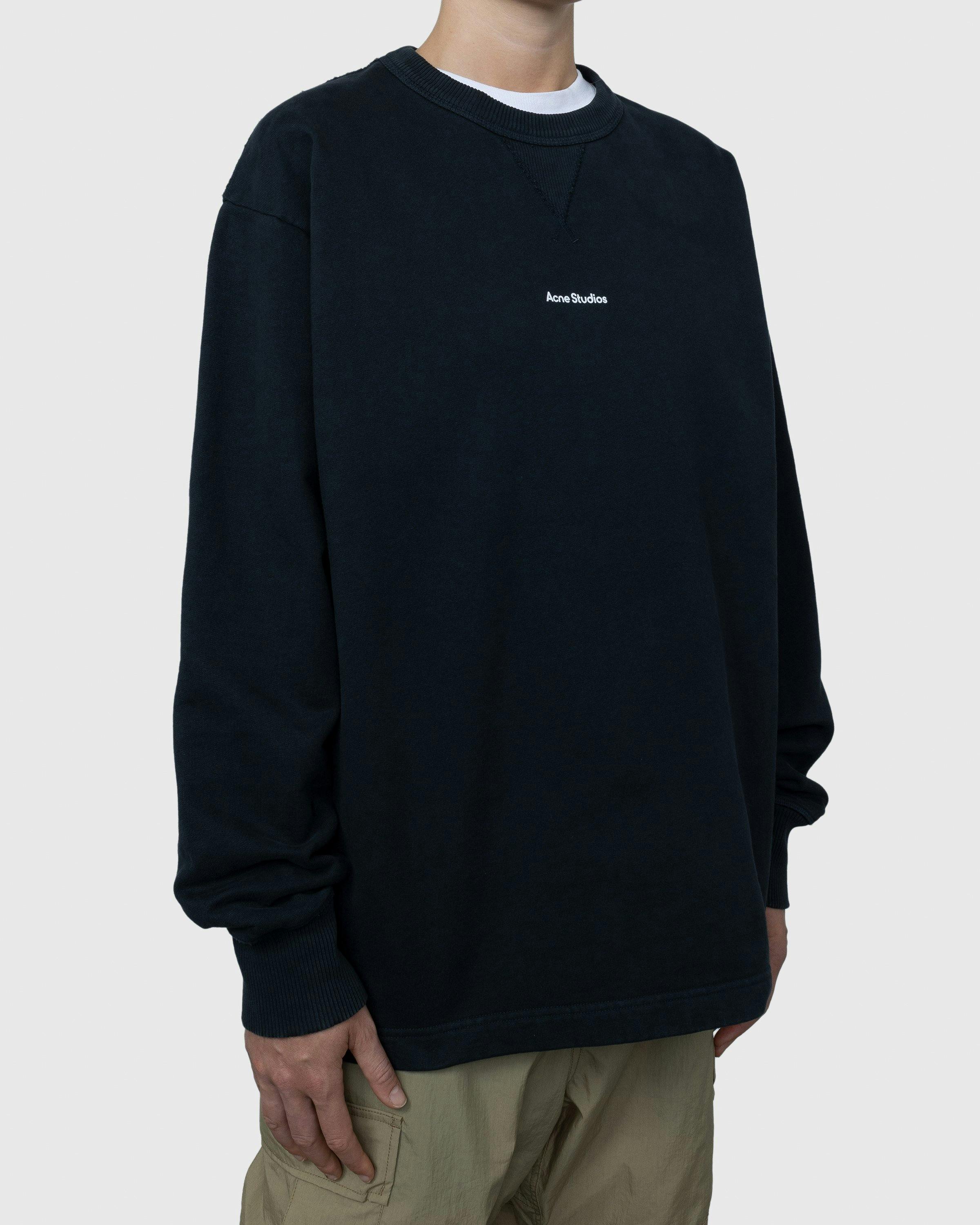 Acne Studios - Organic Cotton Logo Crewneck Sweatshirt Black - Clothing - Black - Image 3