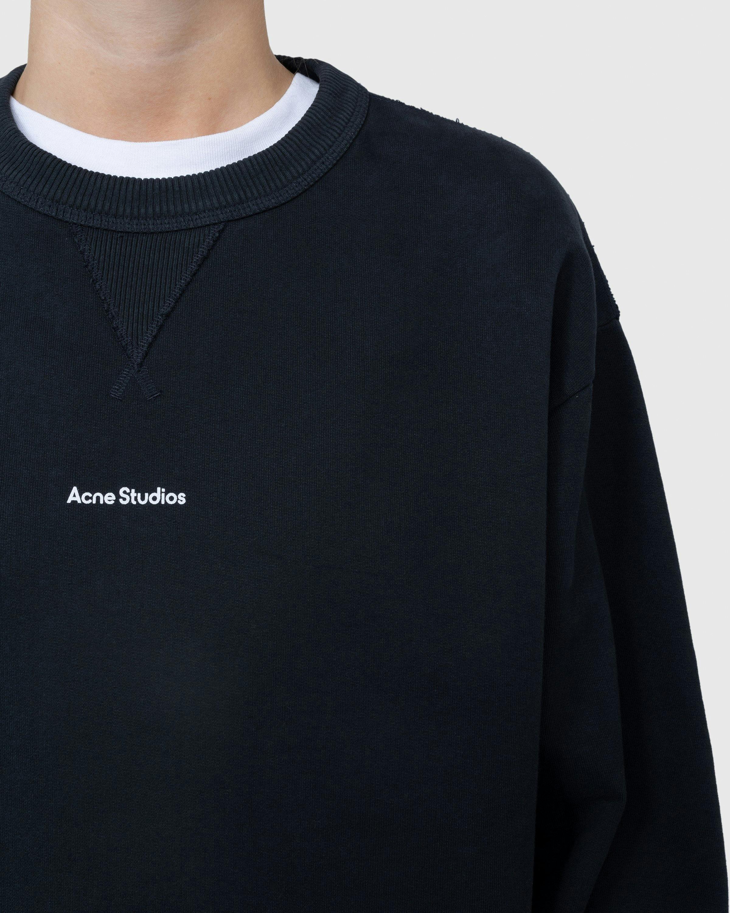 Acne Studios - Organic Cotton Logo Crewneck Sweatshirt Black - Clothing - Black - Image 5