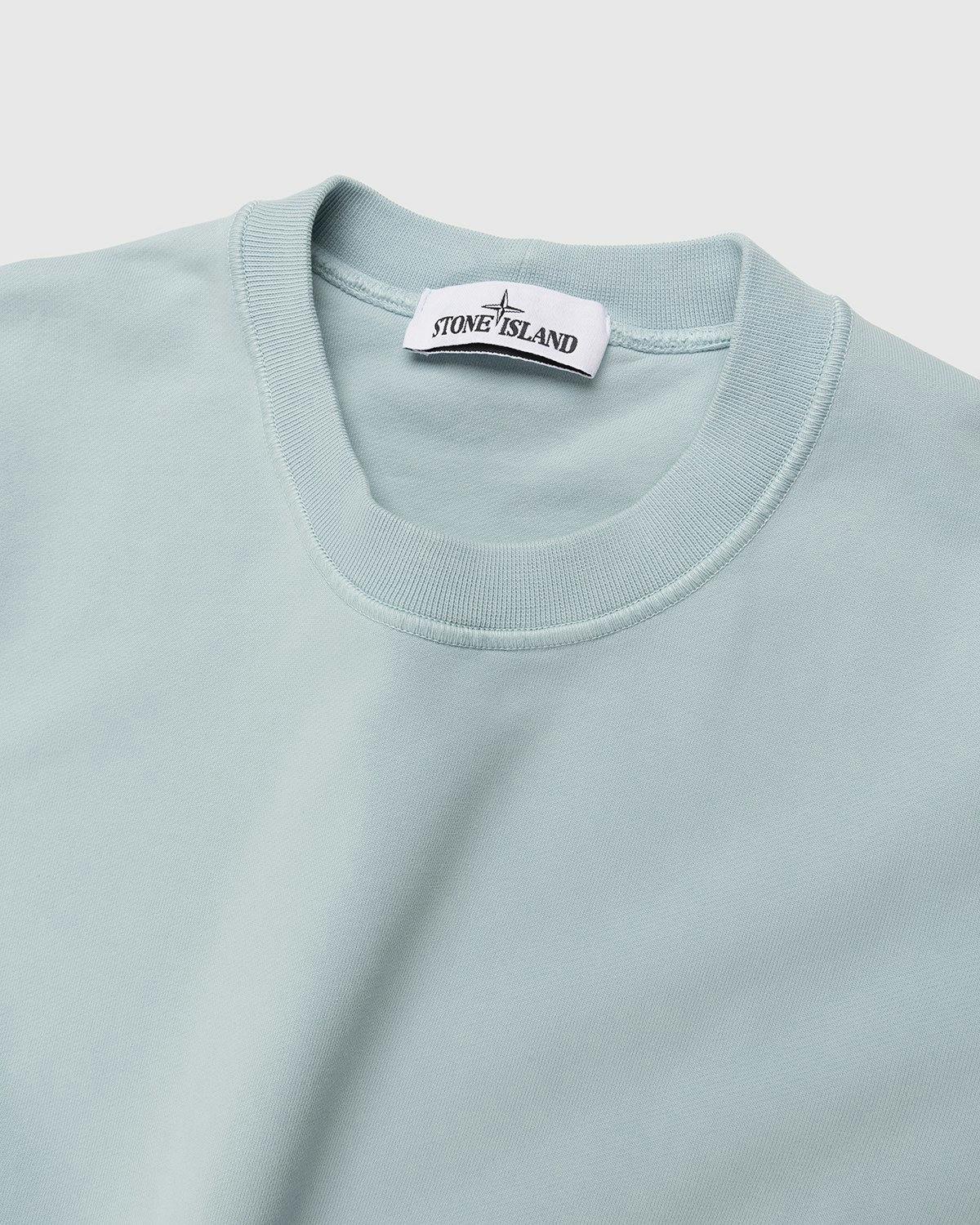 Stone Island - 63051 Garment-Dyed Cotton Fleece Crewneck Aqua - Clothing - Blue - Image 3