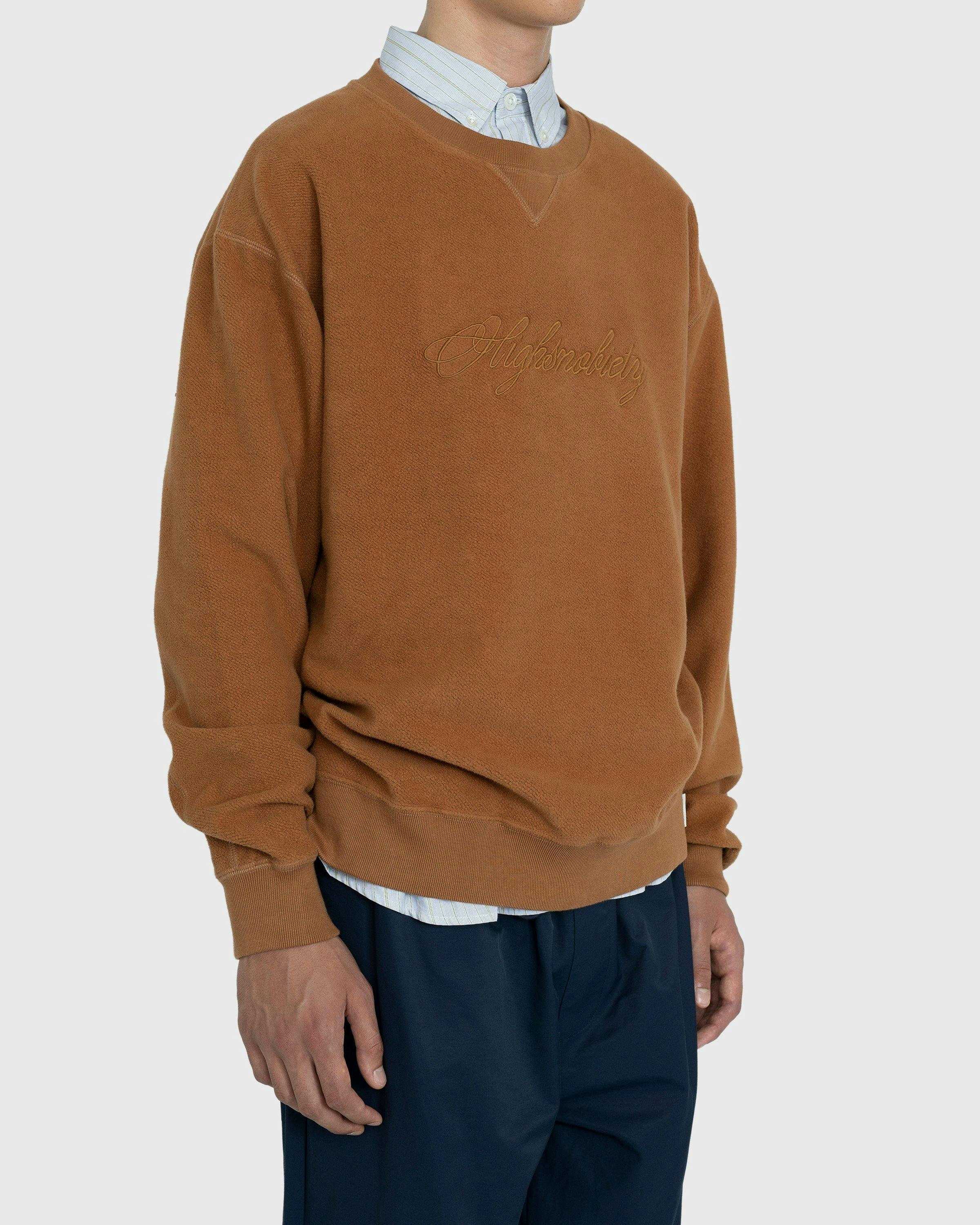 Highsnobiety - Script Logo Reverse Fleece Crew Brown - Clothing - Brown - Image 3