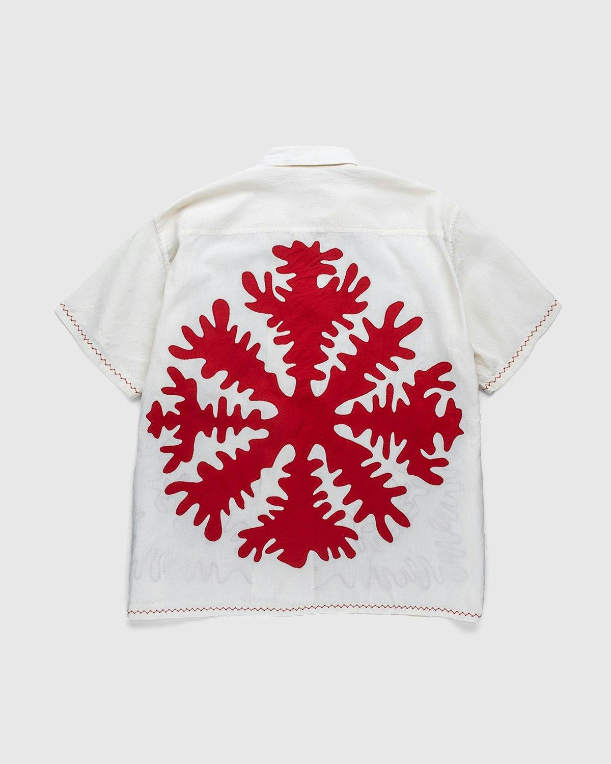 Bode - Setting Cut-Out Appliqué S/S Shirt Natural Red - Clothing - Red - Image 2