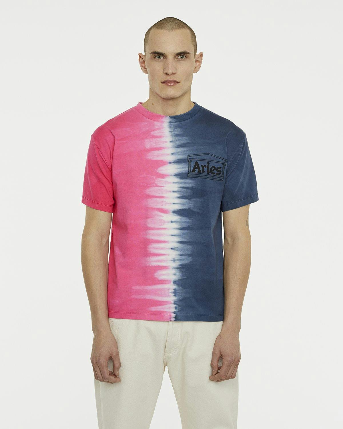 Aries - Tie Dye Half and Half Tee Blue/Fuchsia - Clothing - Blue - Image 3