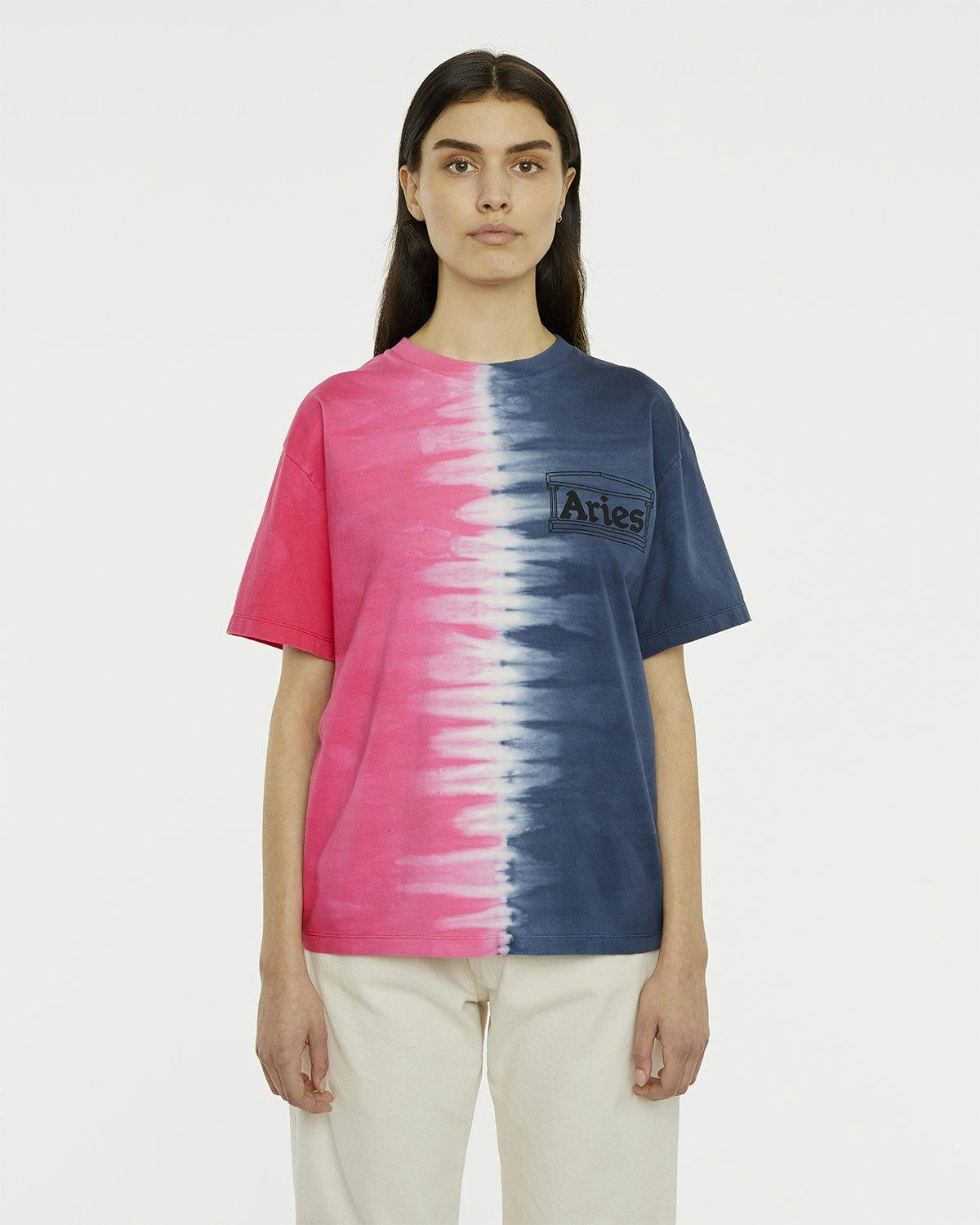 Aries - Tie Dye Half and Half Tee Blue/Fuchsia - Clothing - Blue - Image 4