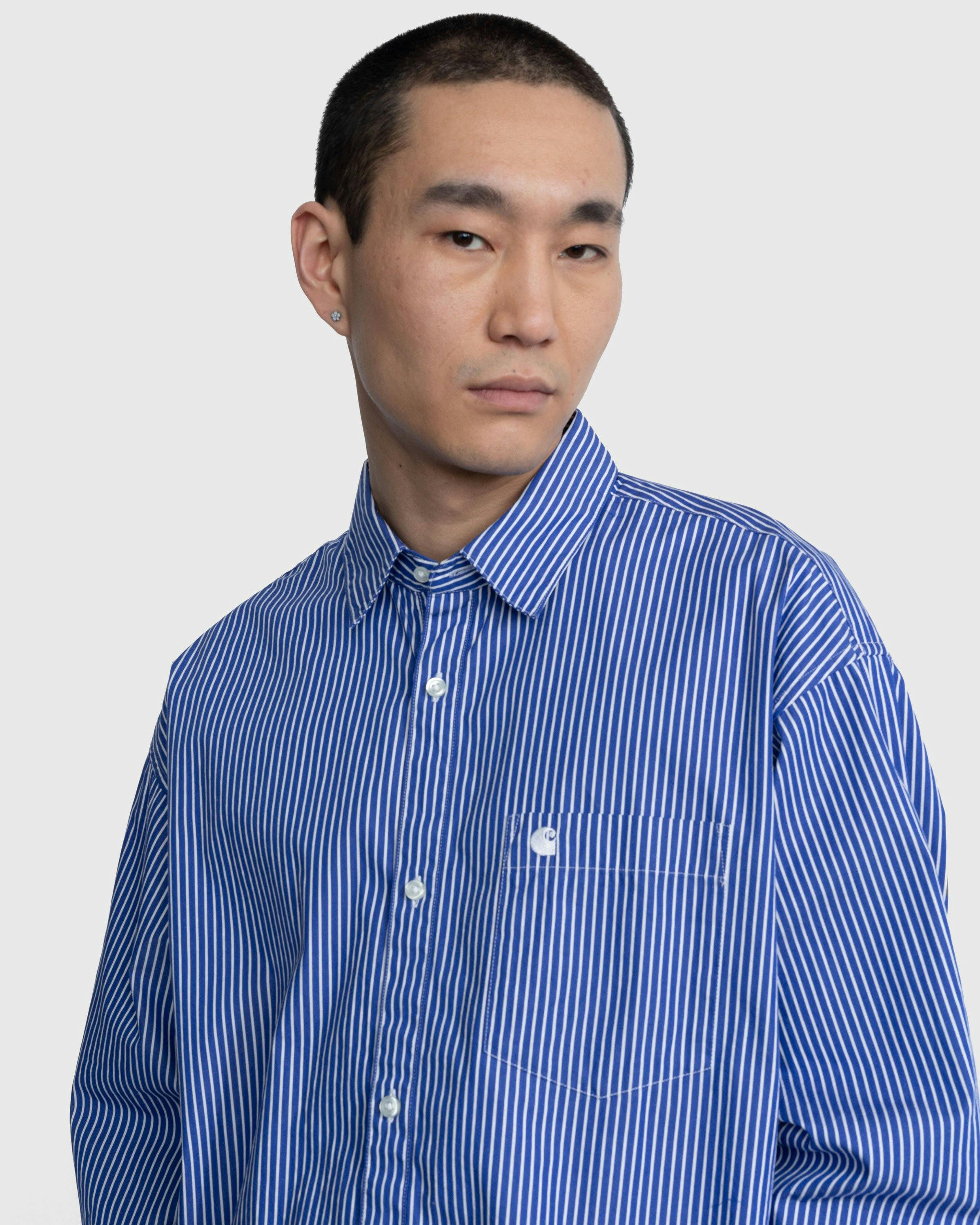 Carhartt WIP - Drake Stripe Shirt Lazurite/White - Clothing - Blue - Image 5