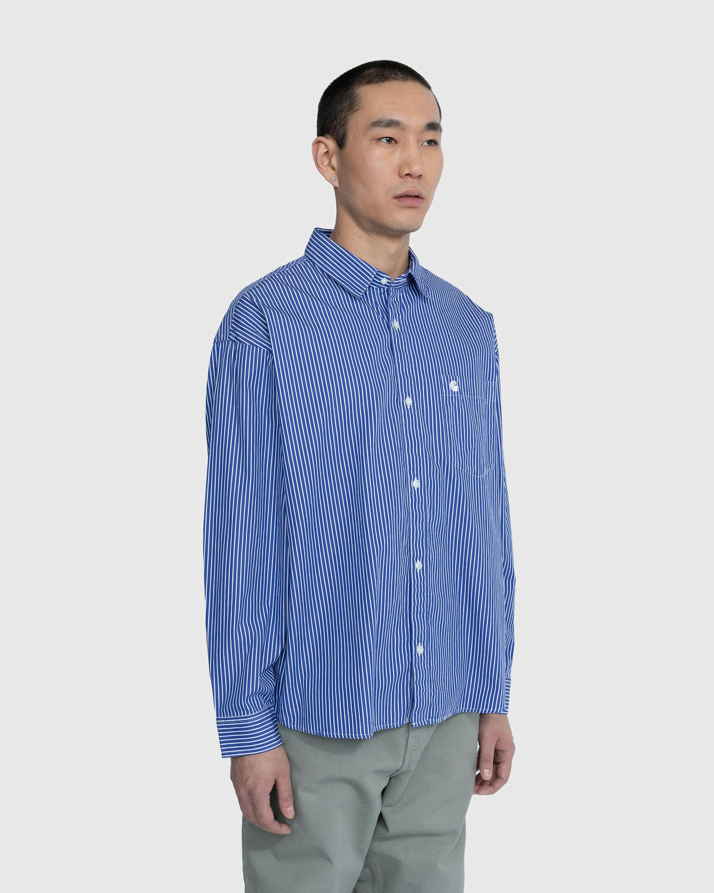 Carhartt WIP - Drake Stripe Shirt Lazurite/White - Clothing - Blue - Image 4