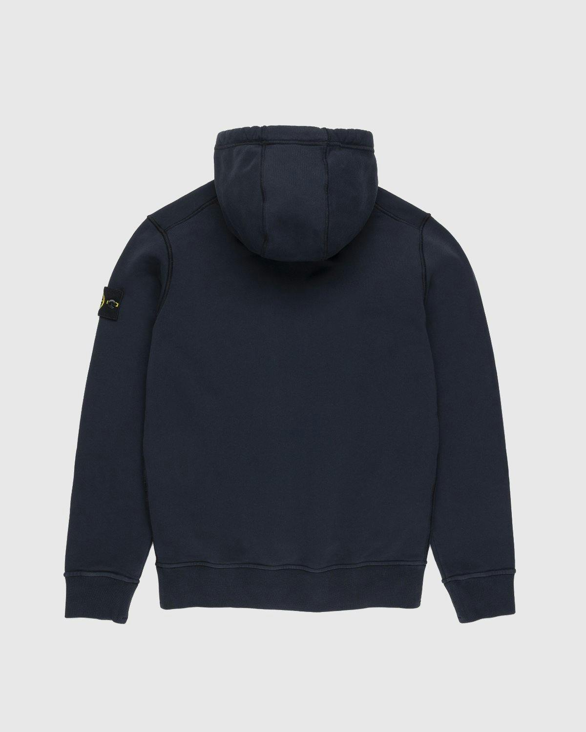 Stone Island - 64151 Garment-Dyed Cotton Fleece Hoodie Navy Blue - Clothing - Blue - Image 2