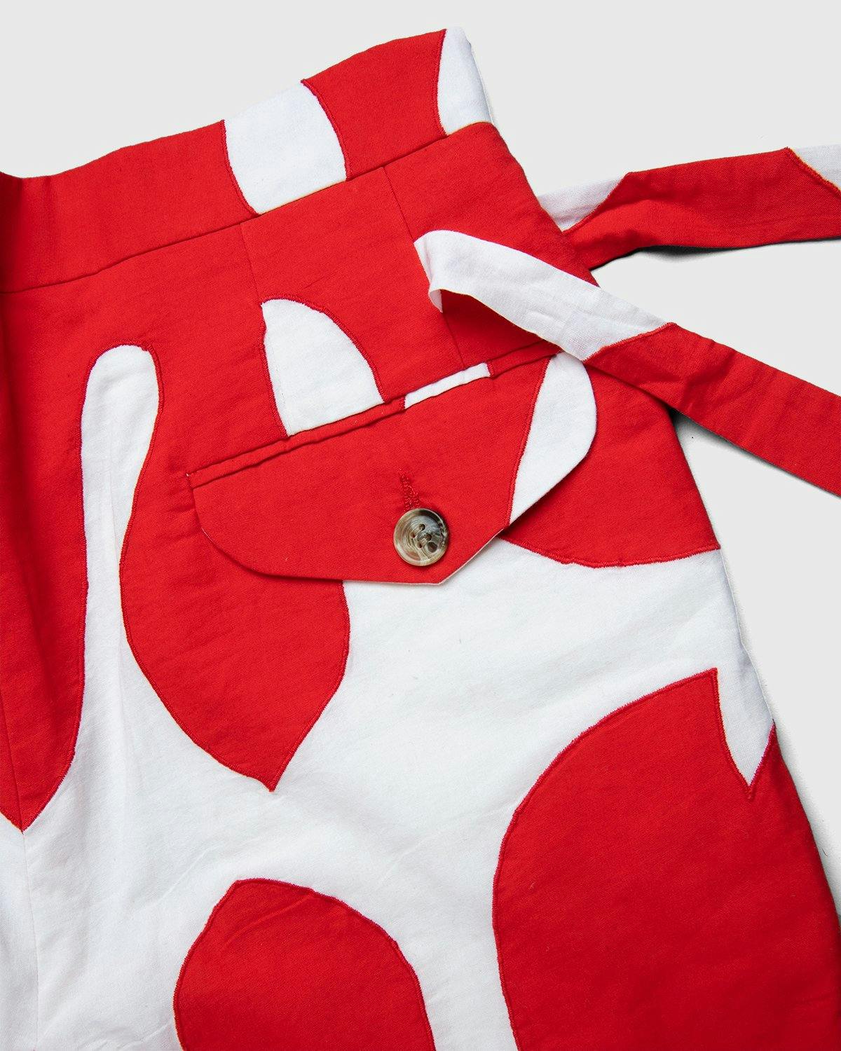 Bode - Cut-Out Appliqué Side Tie Trousers White Red - Clothing - White - Image 4