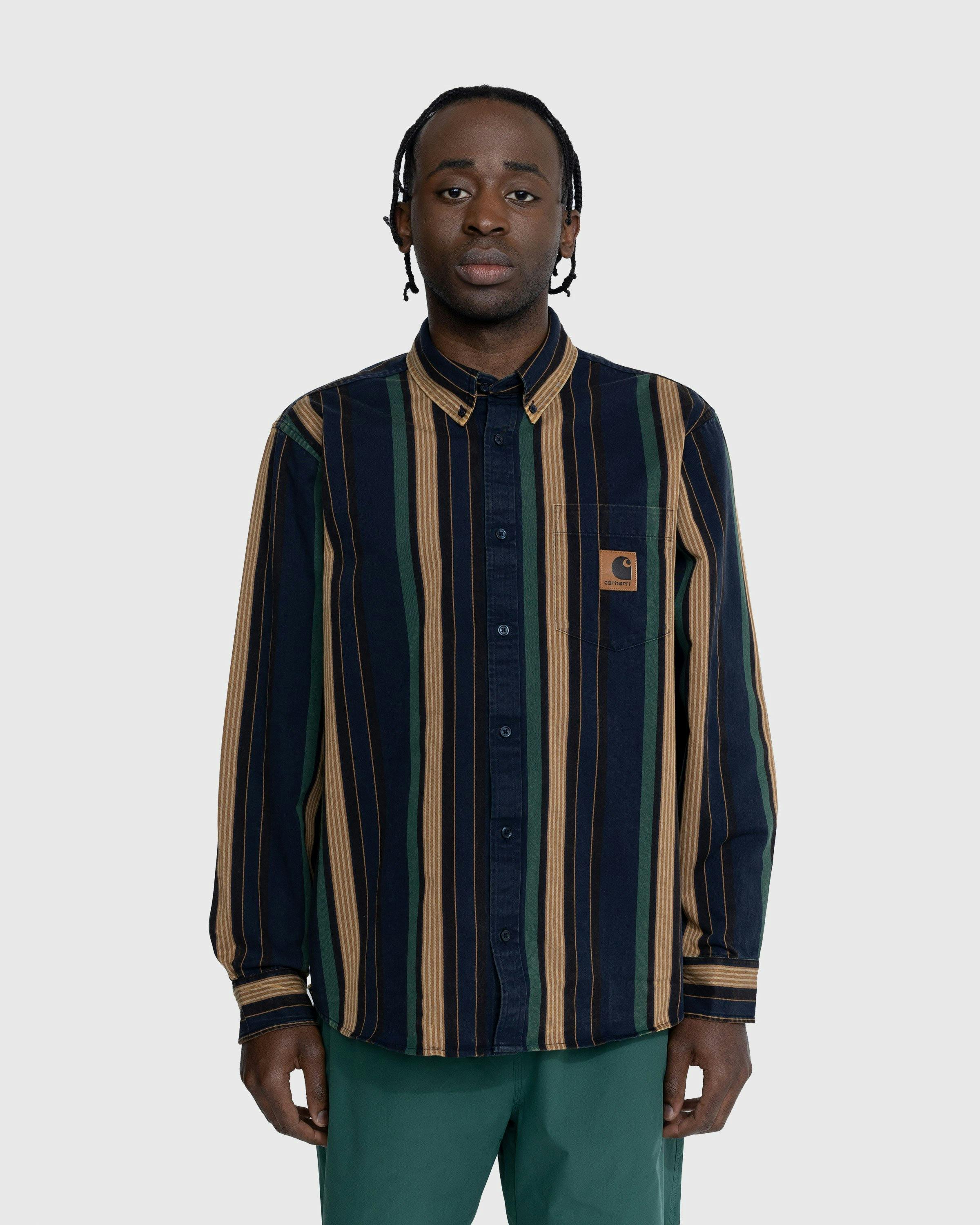 Carhartt WIP - Dorado Stripe Shirt Moon Wash Dark Navy - Clothing - Blue - Image 2