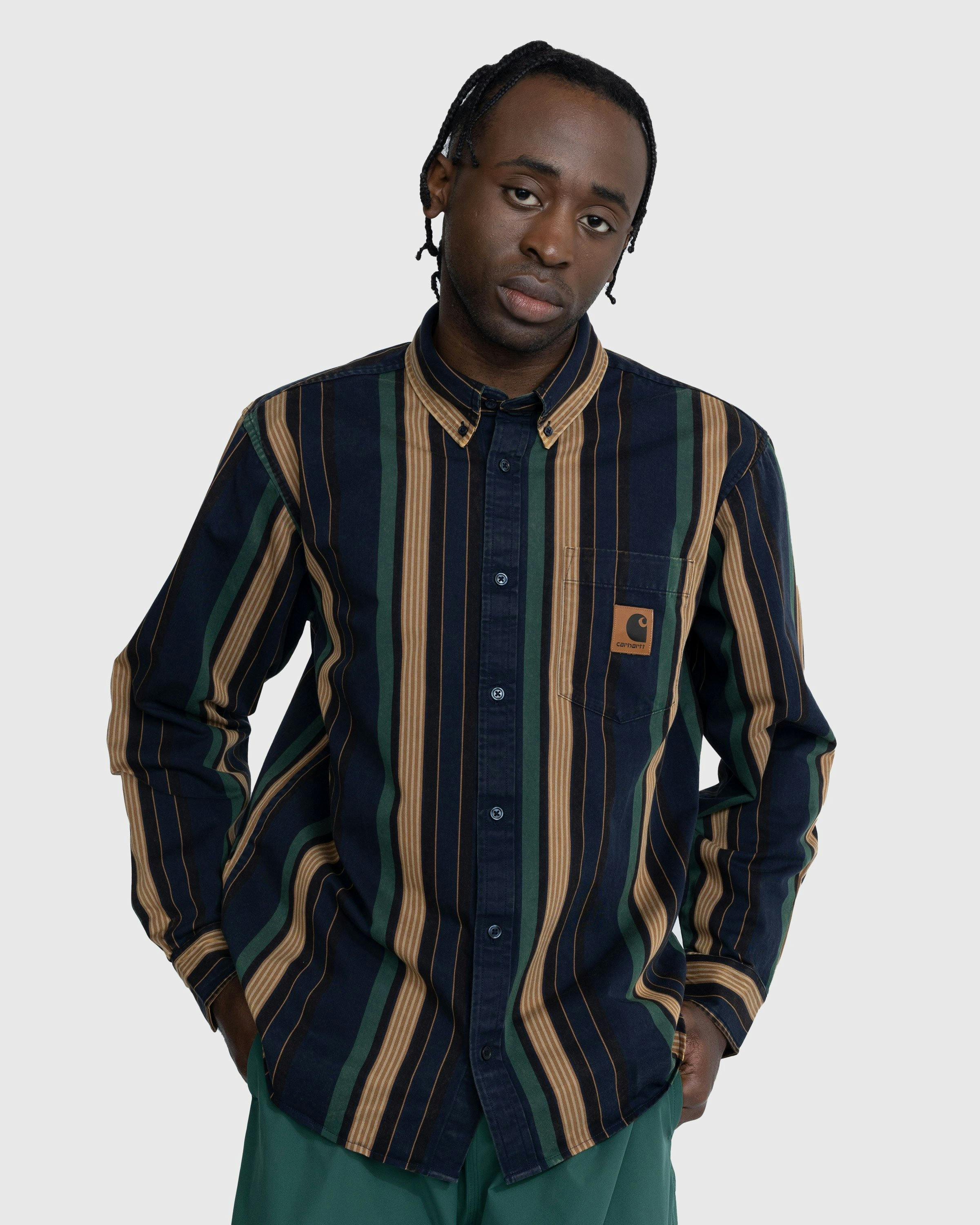 Carhartt WIP - Dorado Stripe Shirt Moon Wash Dark Navy - Clothing - Blue - Image 4